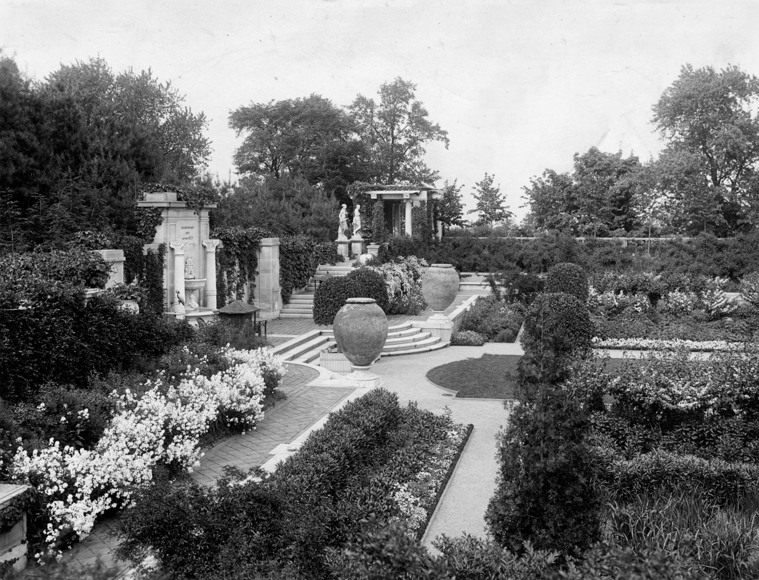 The crown jewel of Larz and Isabel Anderson’s 64-acre estate was the Italian Garden, pictured in this 1907 photo.