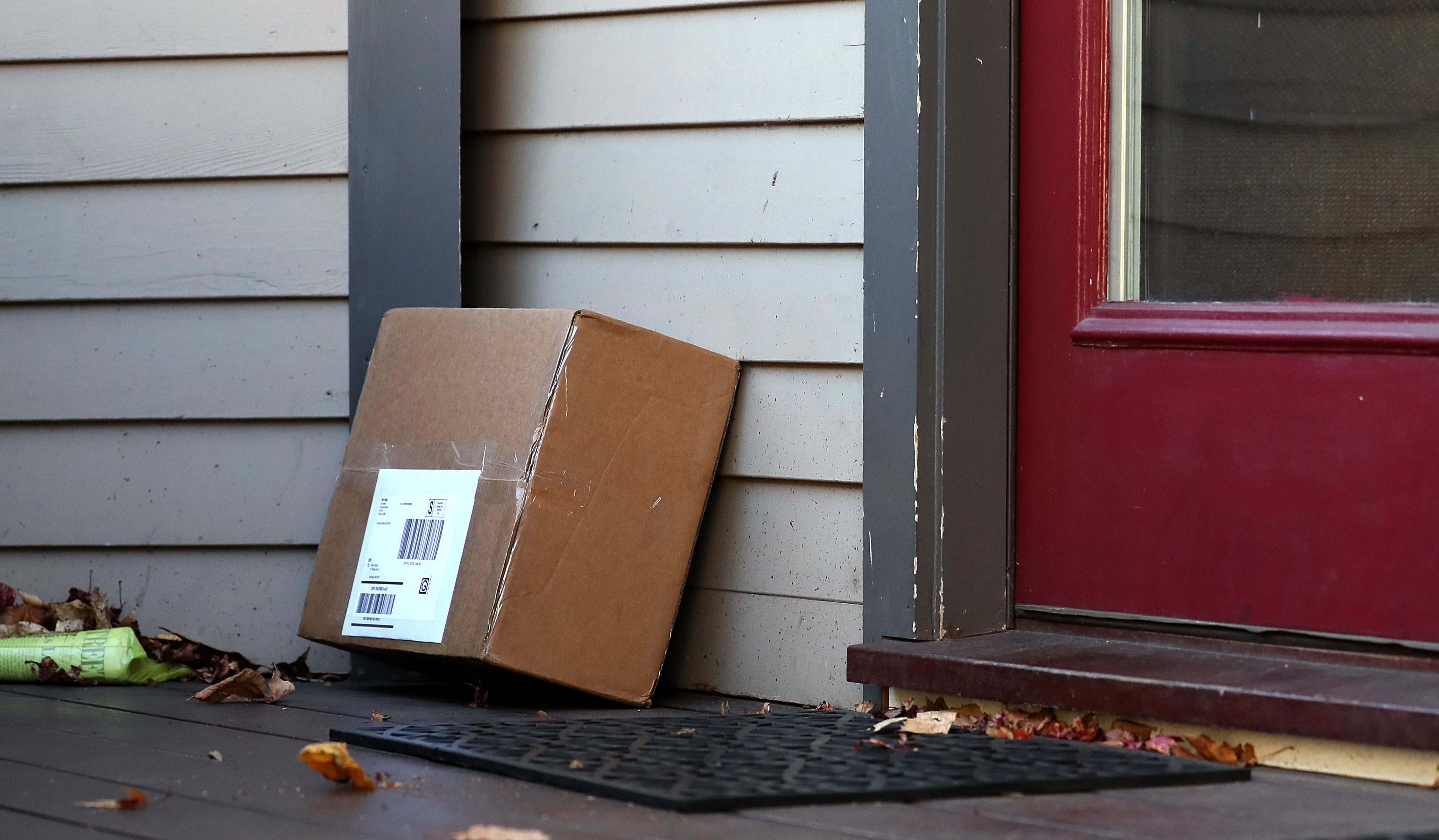 A package on the deck of a home on Putnam Avenue in Cambridge.