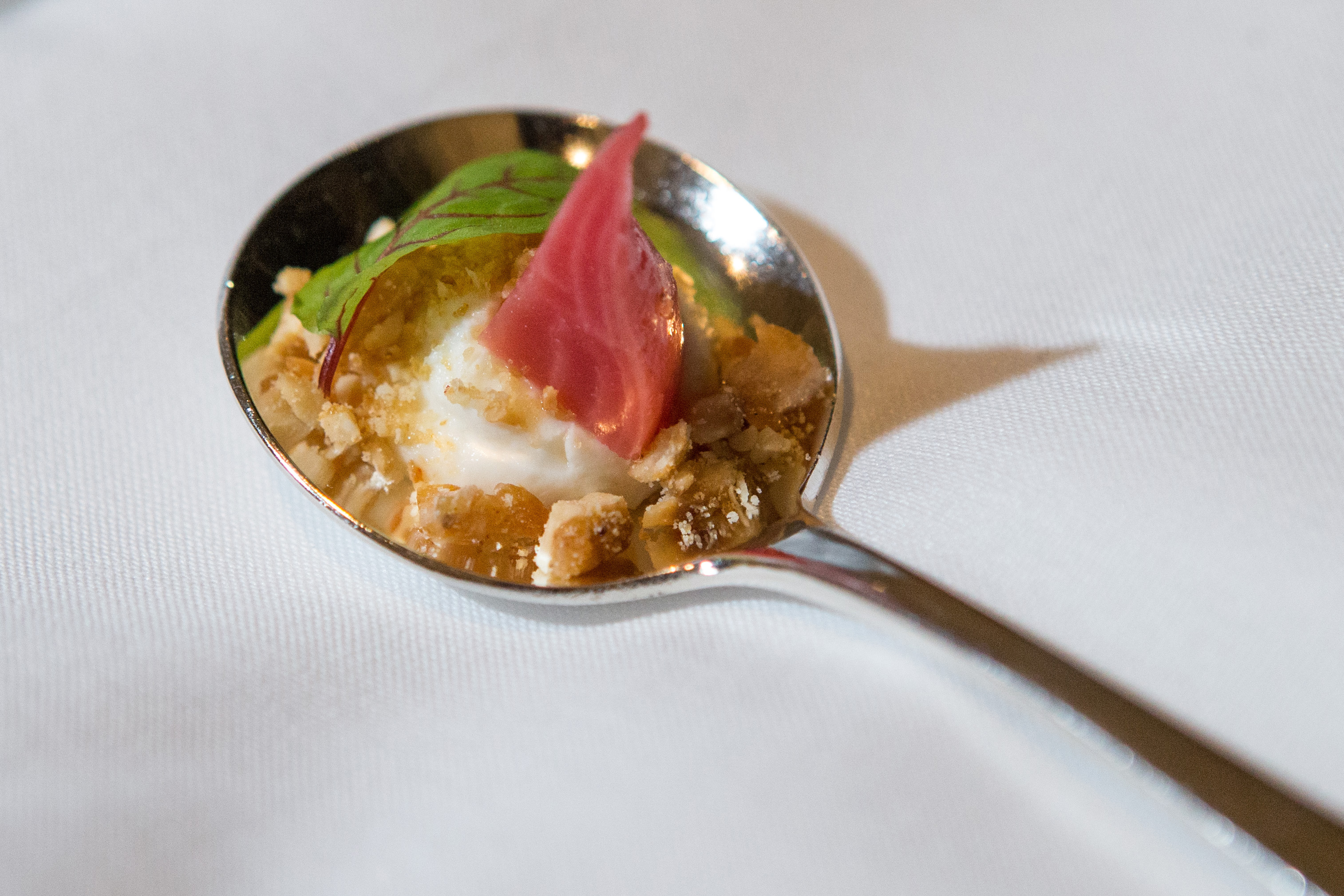 Roasted beet with chèvre and spiced nuts was served at Café ArtScience,