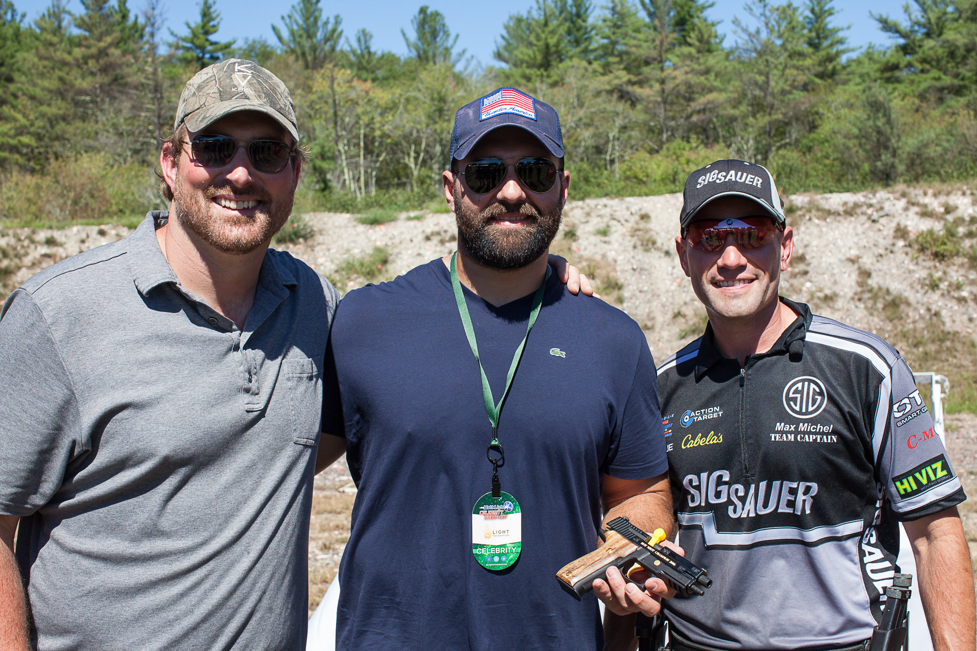 From left: Matt Light, Rob Ninkovich, and Max Michel at the annual Matt Light Celebrity Shoot-Out in Mapleville, R.I.