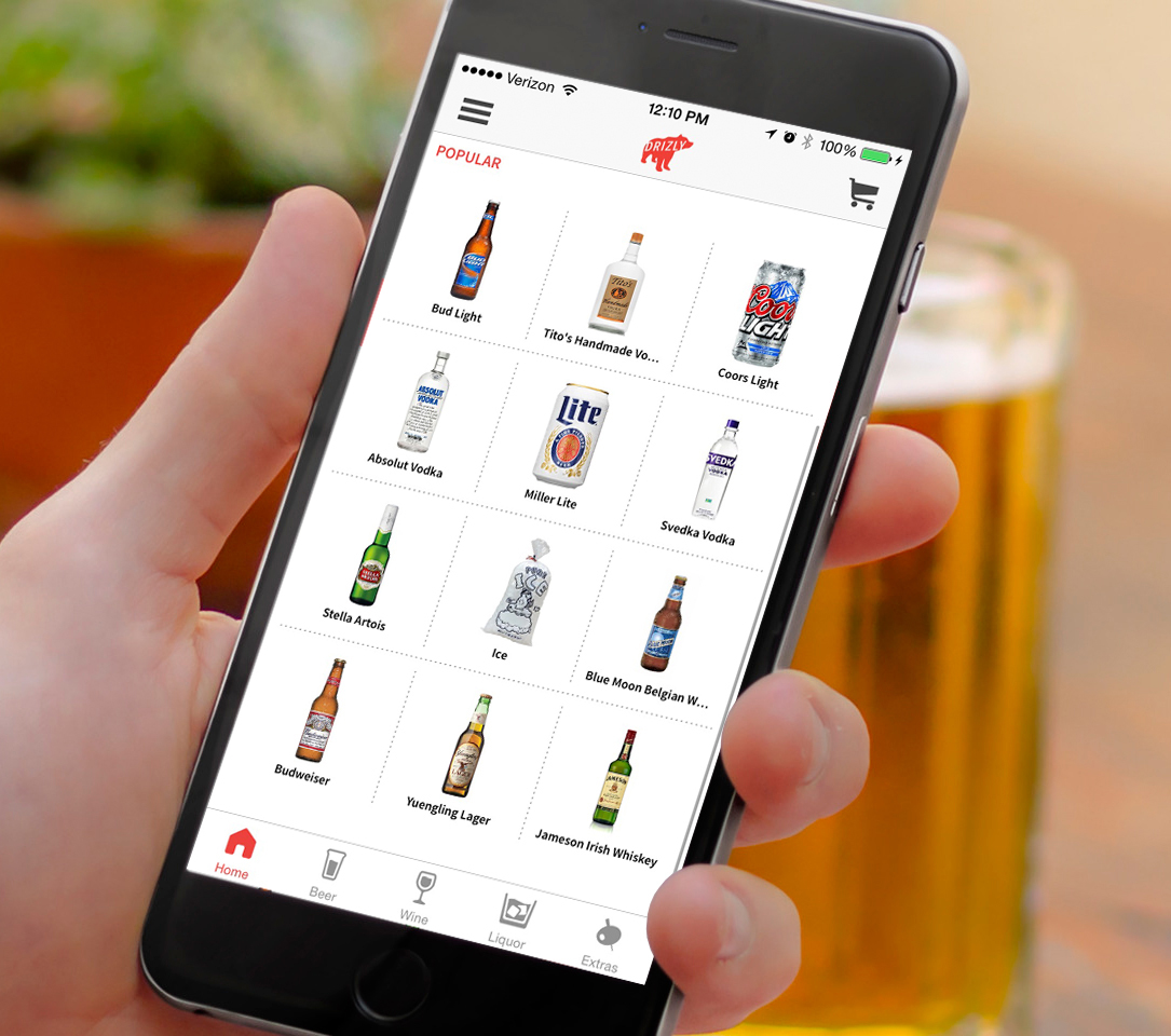 The Drizly app lets you order booze online for home delivery.