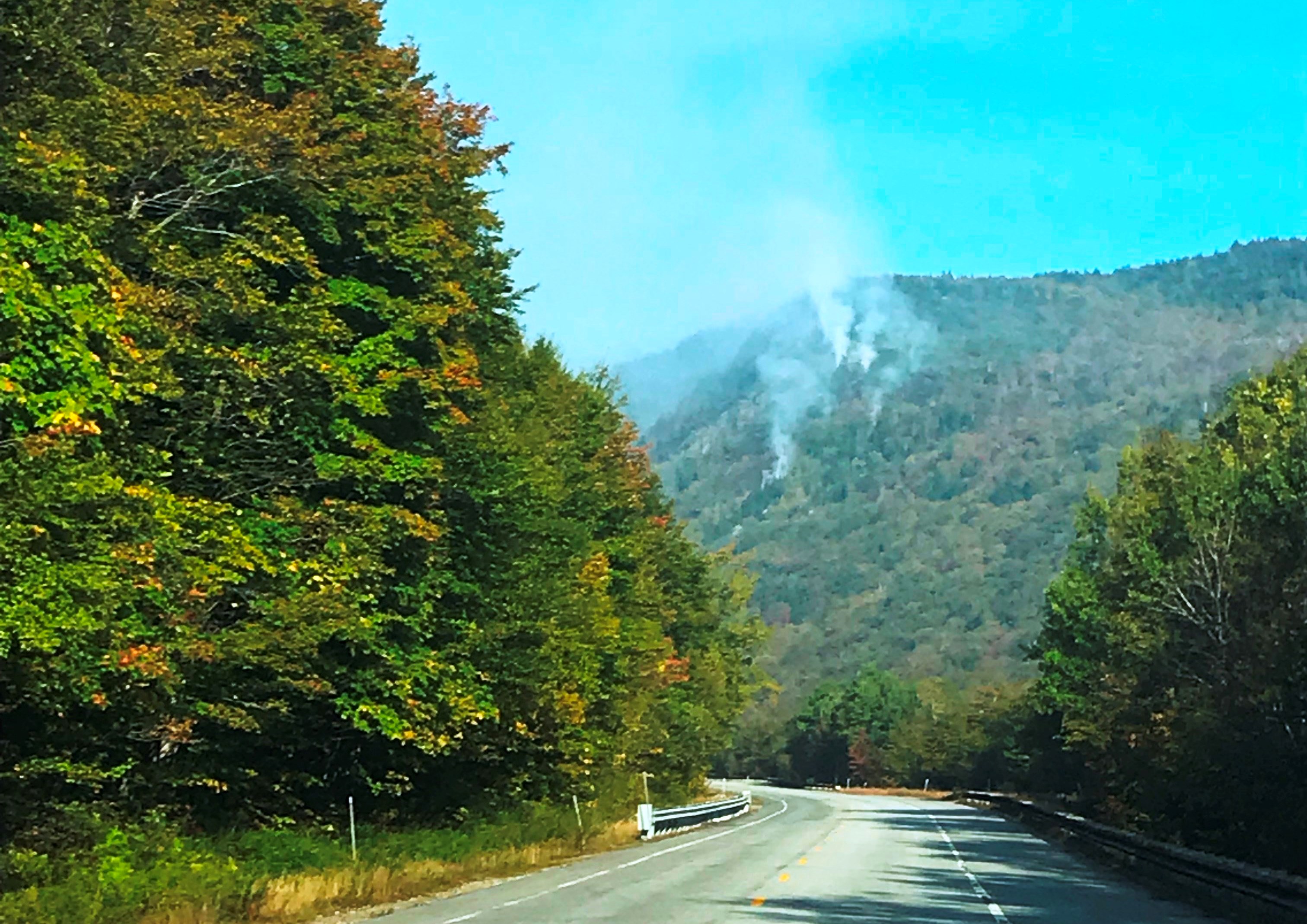 A forest fire burned in the area of Lost River Gorge in Woodstock, N.H.