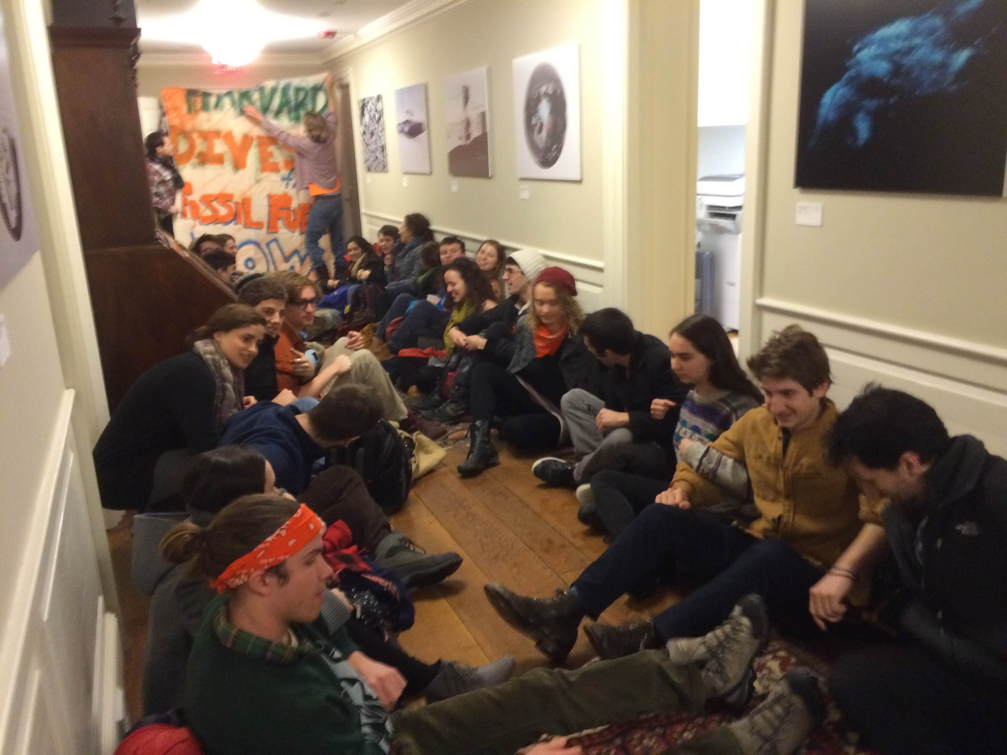 Students gathered in protest.