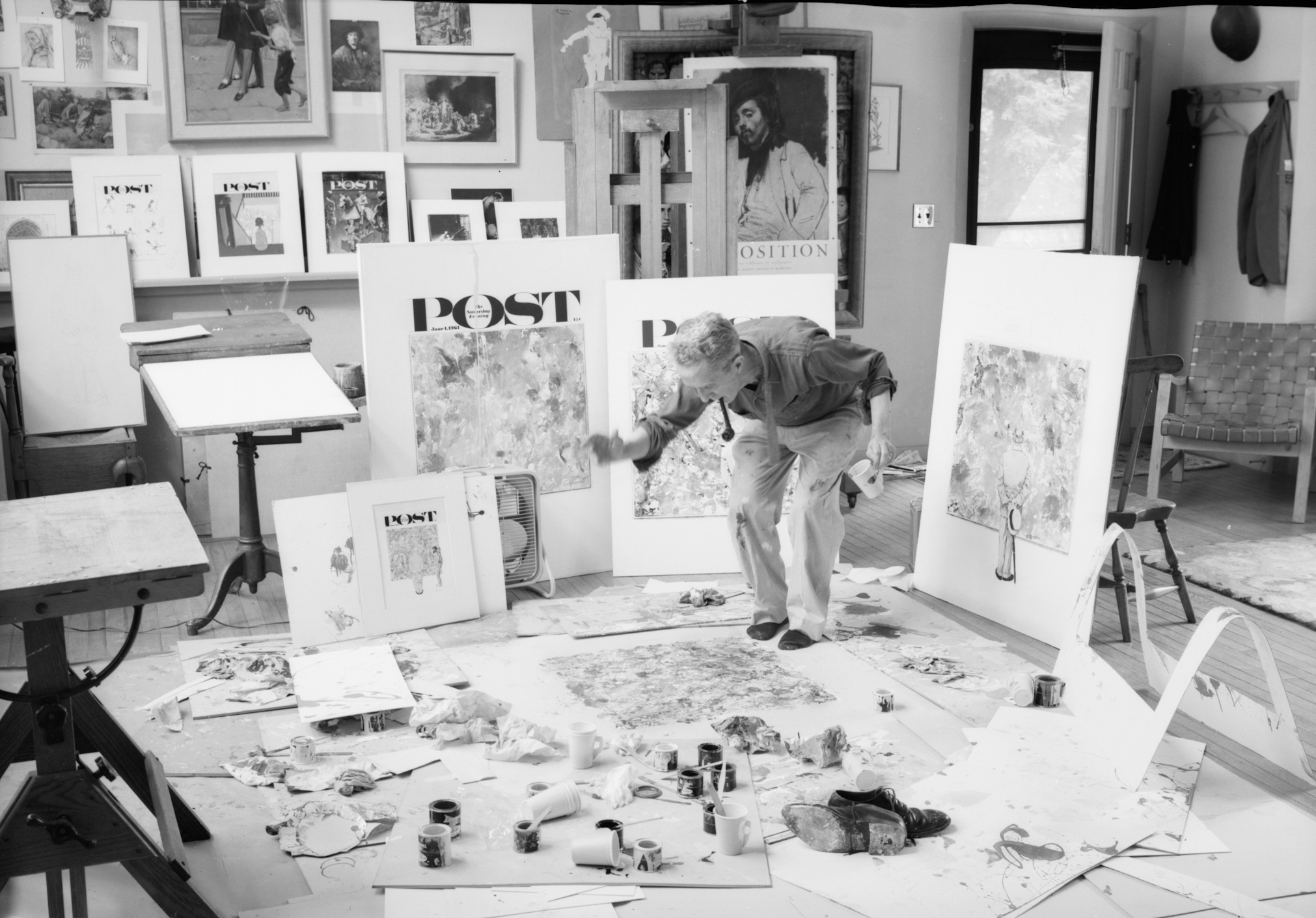 Norman Rockwell working on “The Connoisseur” in 1962.