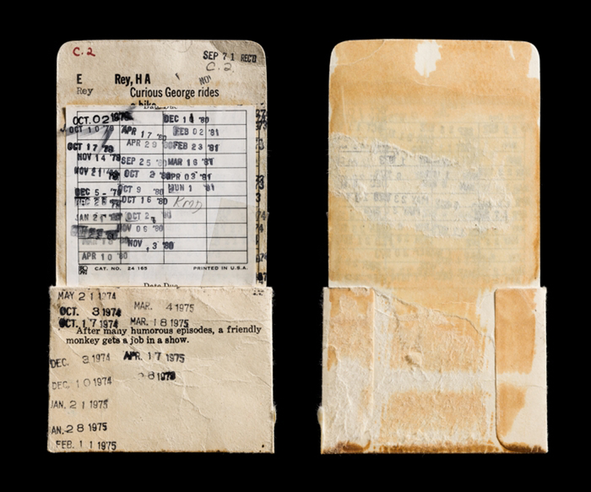 Kerry Mansfield, “‘Curious George Rides a Bike,’ Envelope Front and Back.”