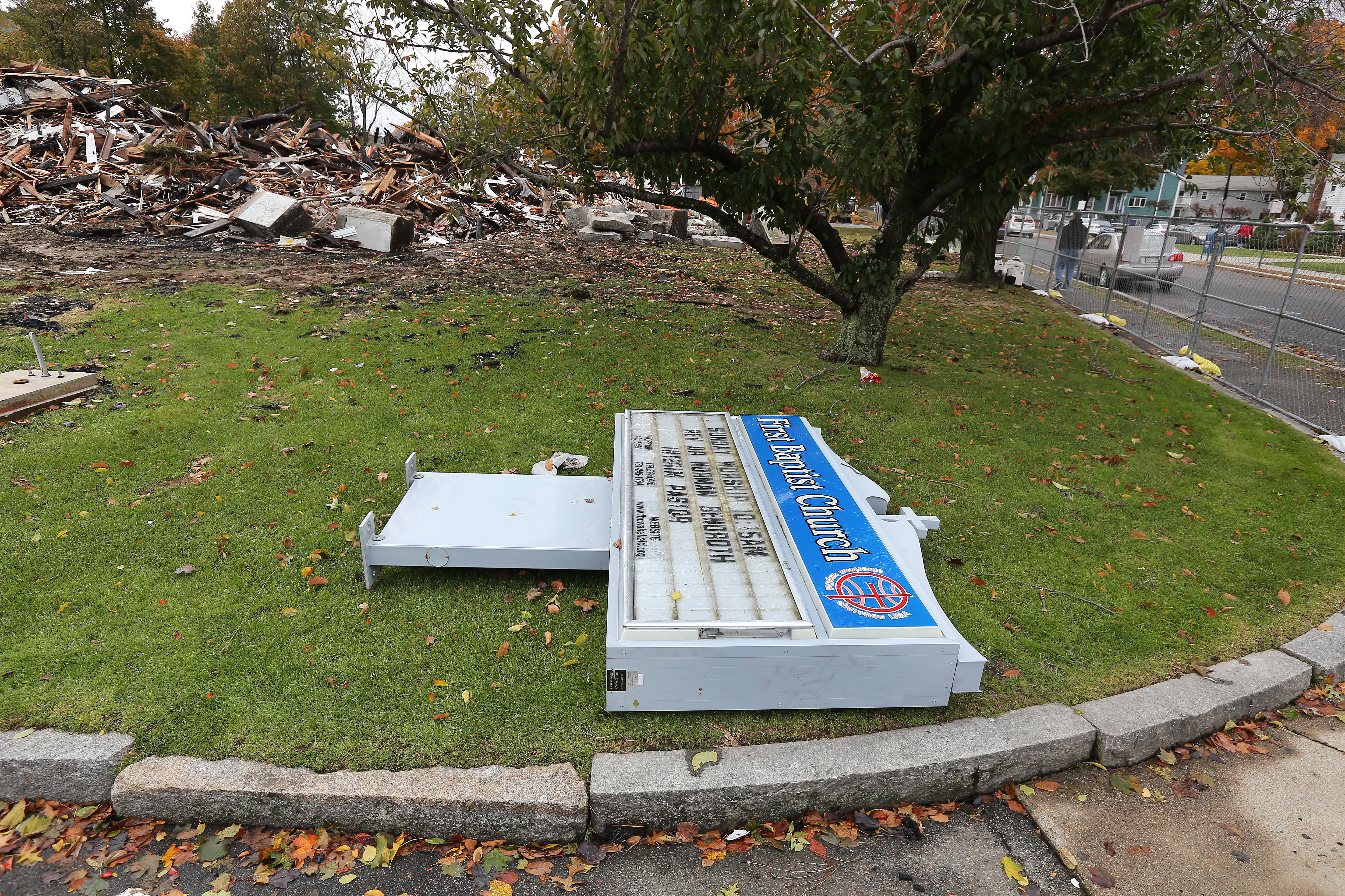 The Baptist church was destroyed after a lightening strike caused a fire.
