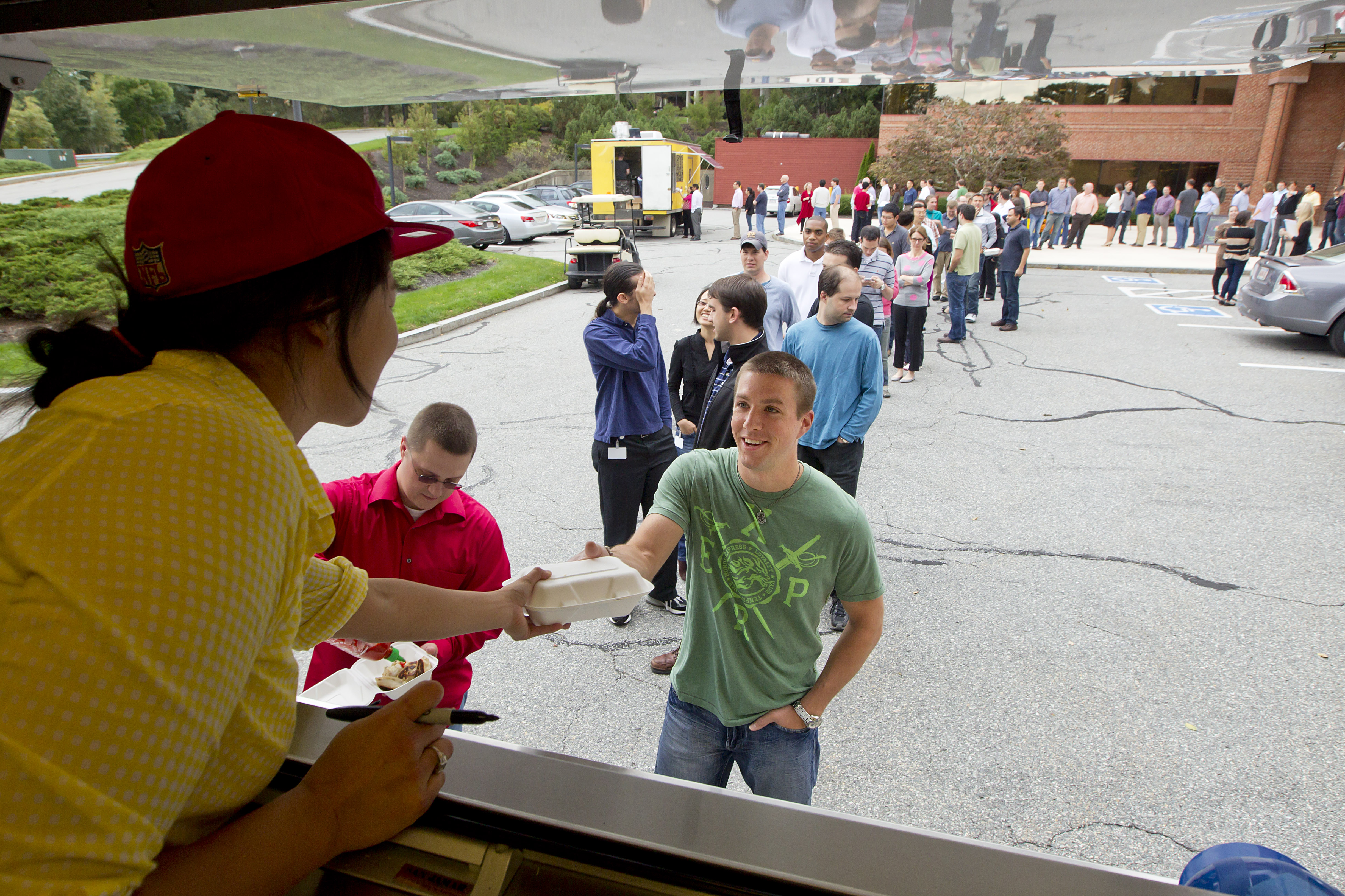 Vistaprint treats employees like Rick Keilty to free lunch from food trucks every other Wednesday.