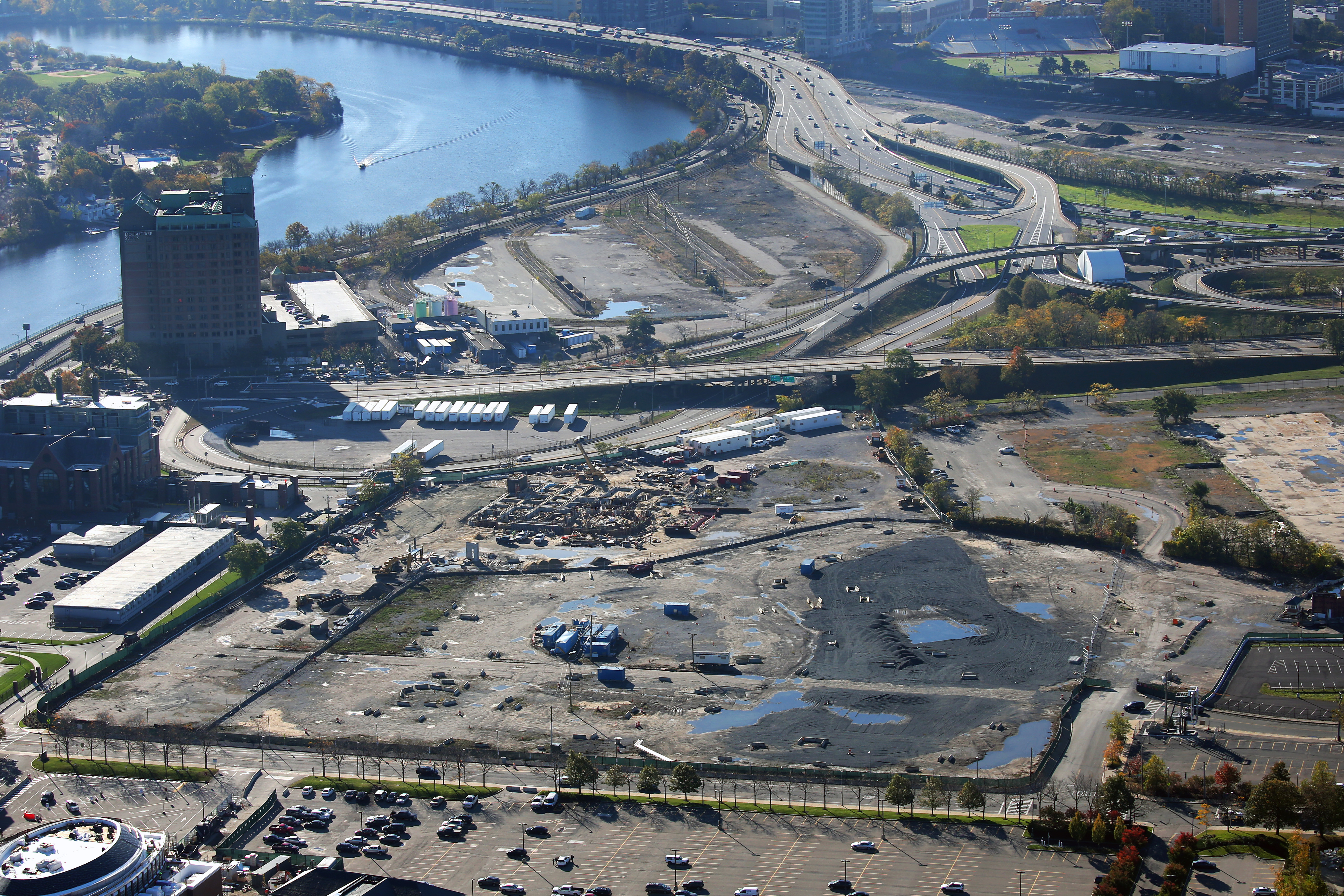 The Massachusetts Turnpike at Allston and the former train yards.