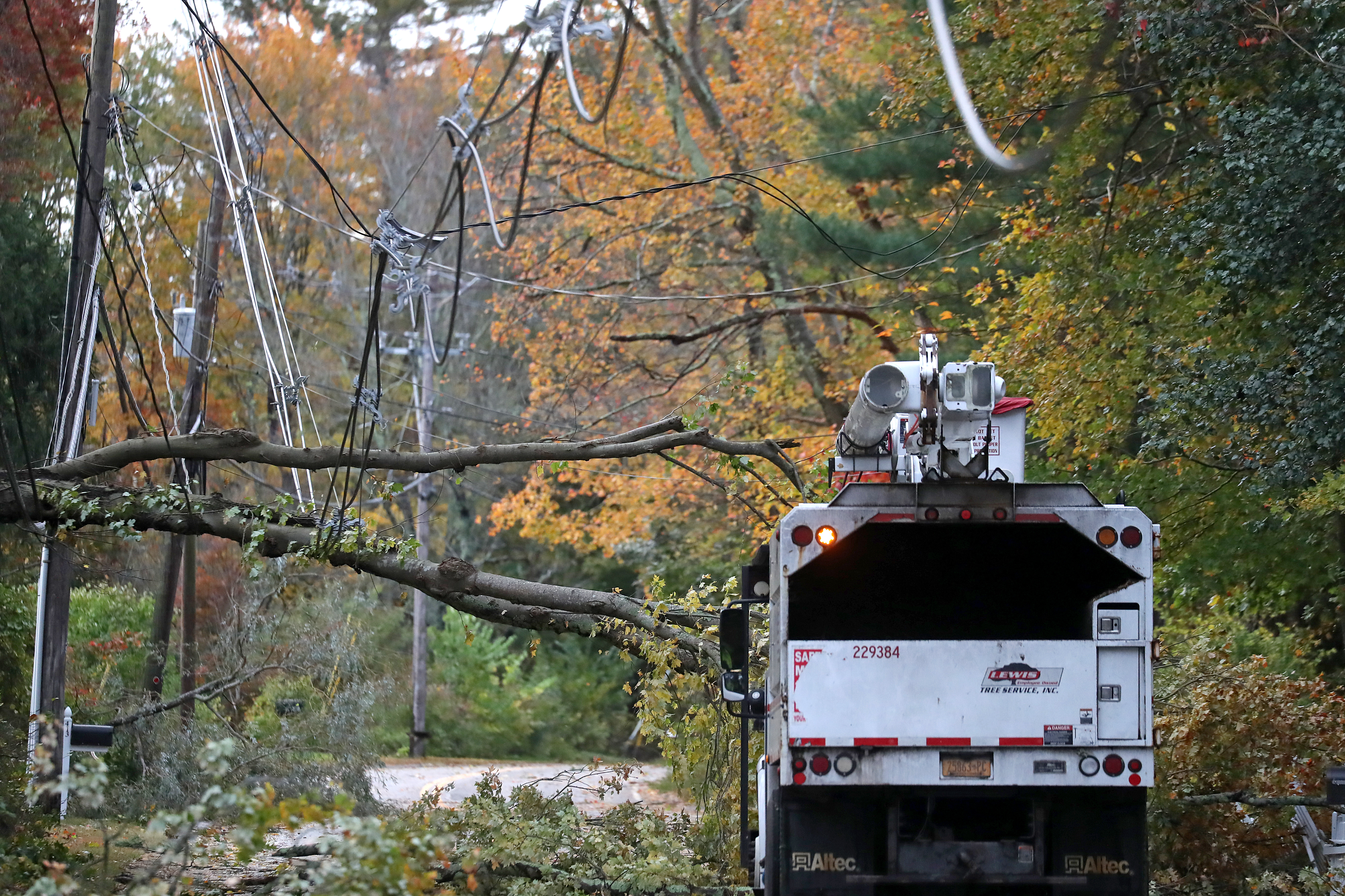 Wires were down from a fallen tree on Whiting Street in Hanover.