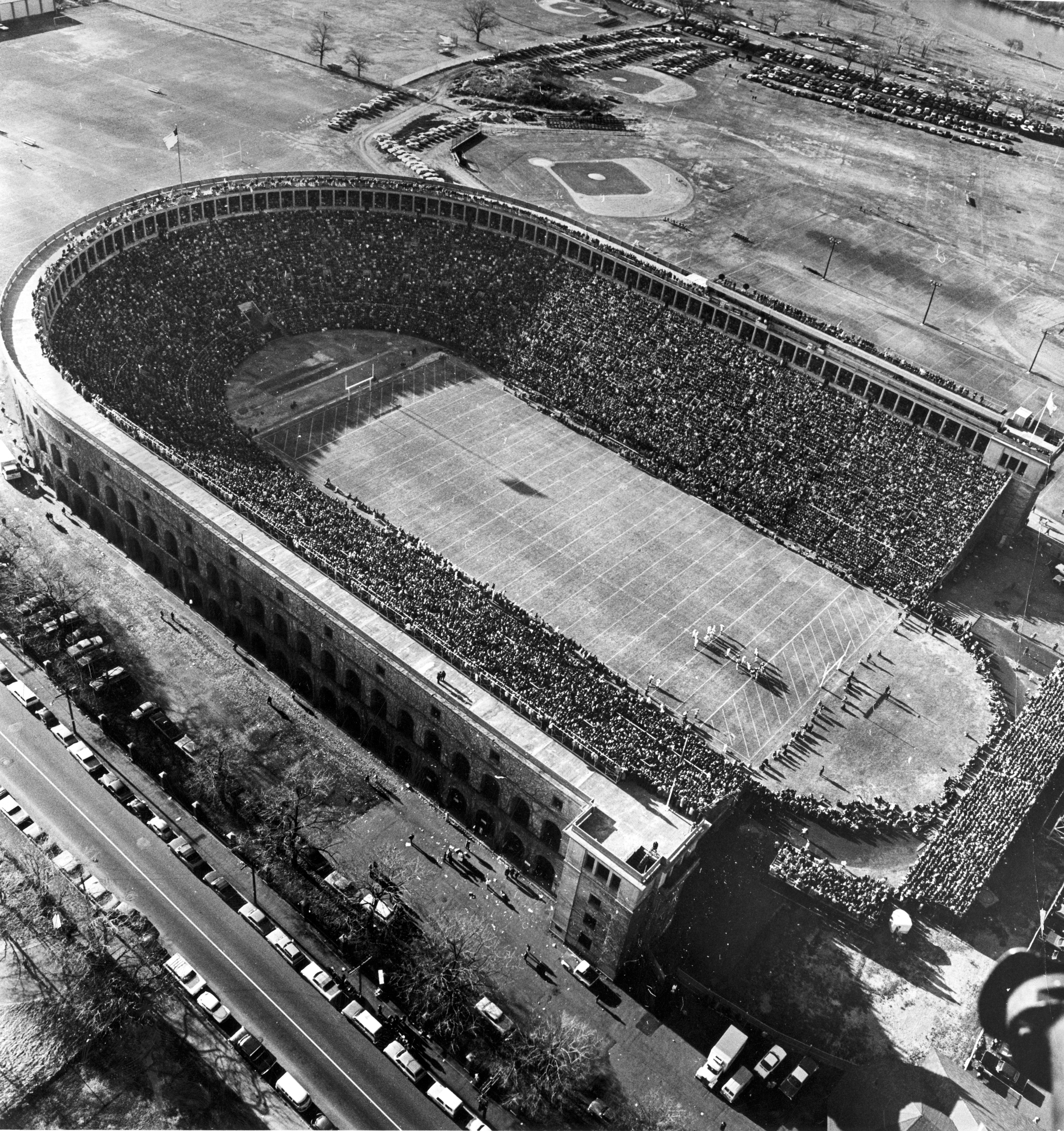 More than 40,000 fans packed Harvard Stadium to watch the battle of unbeatens in 1968.