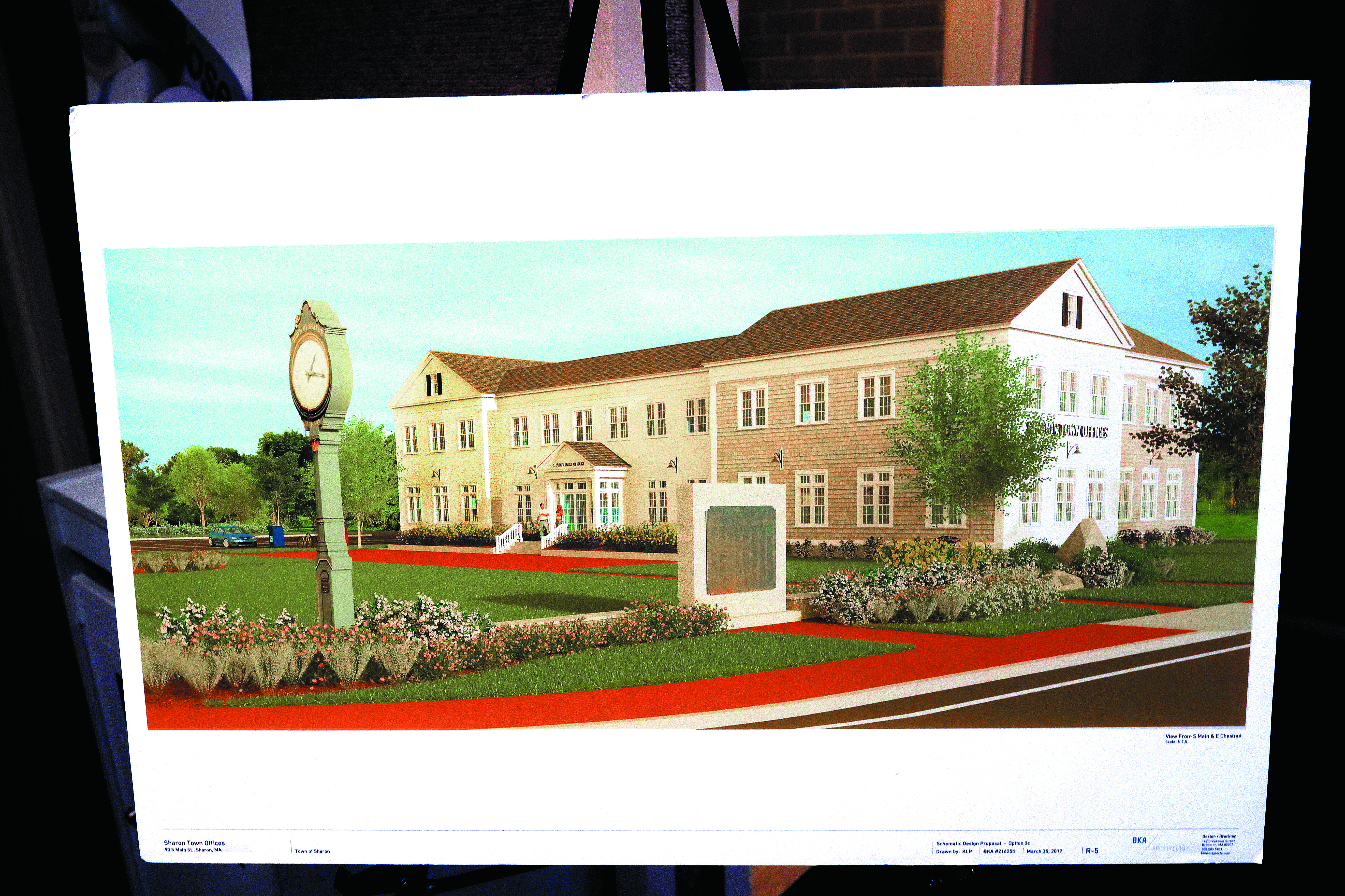 A rendering of the proposed new Sharon town hall.