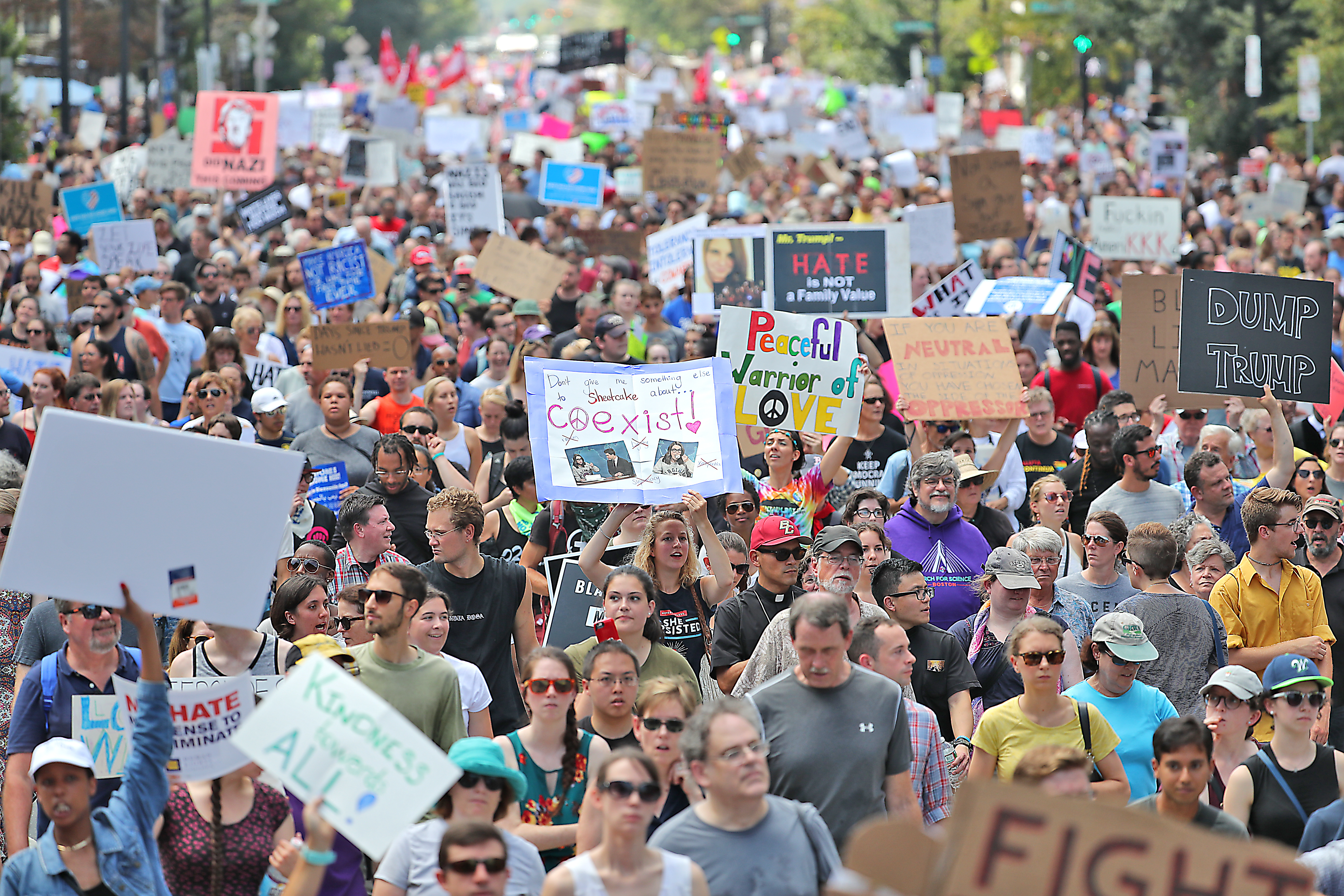 There was no shortage of signs in the crowds Saturday.