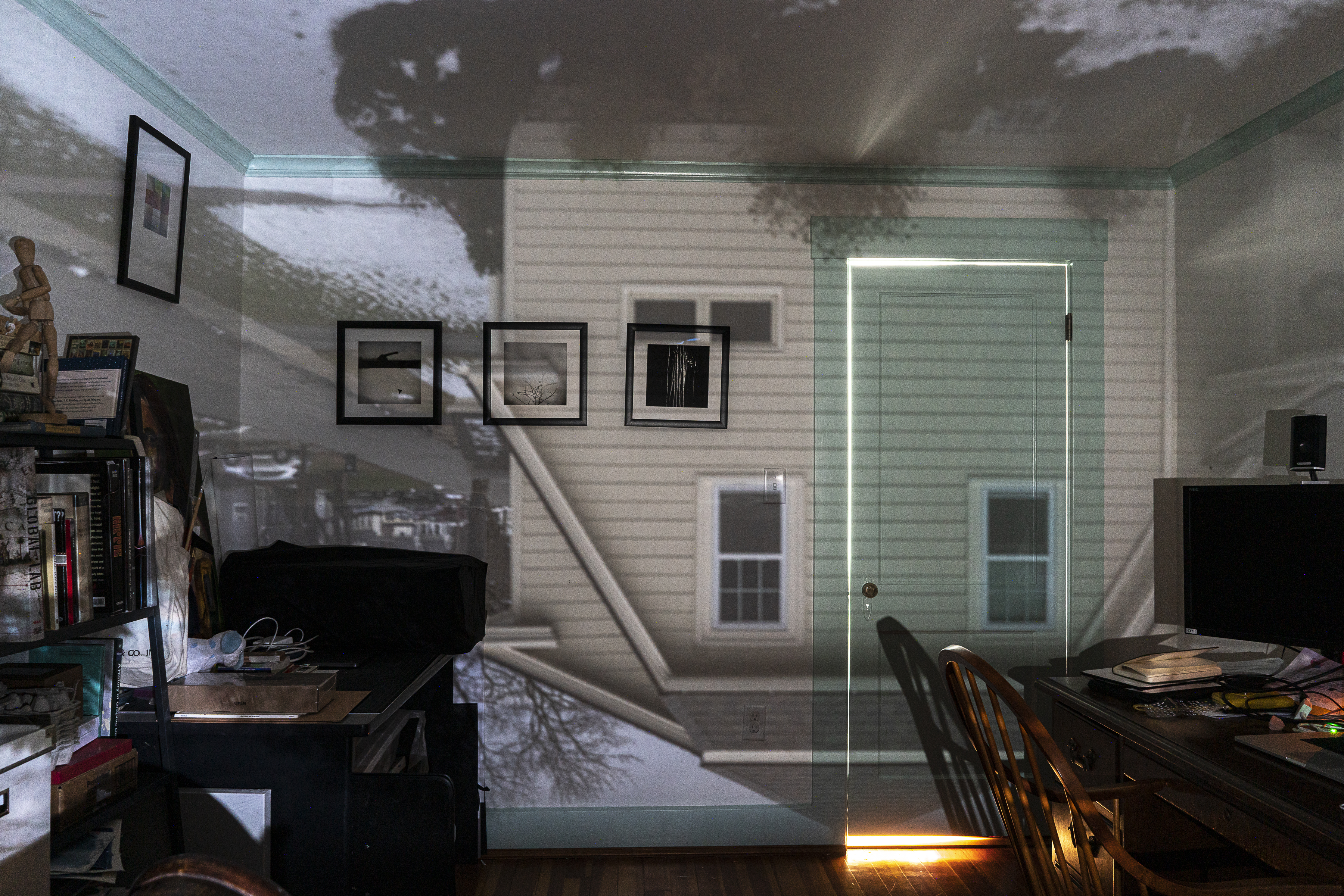 William Van Beckum demonstrated how a camera obscura projects an image upside down on the opposite wall.