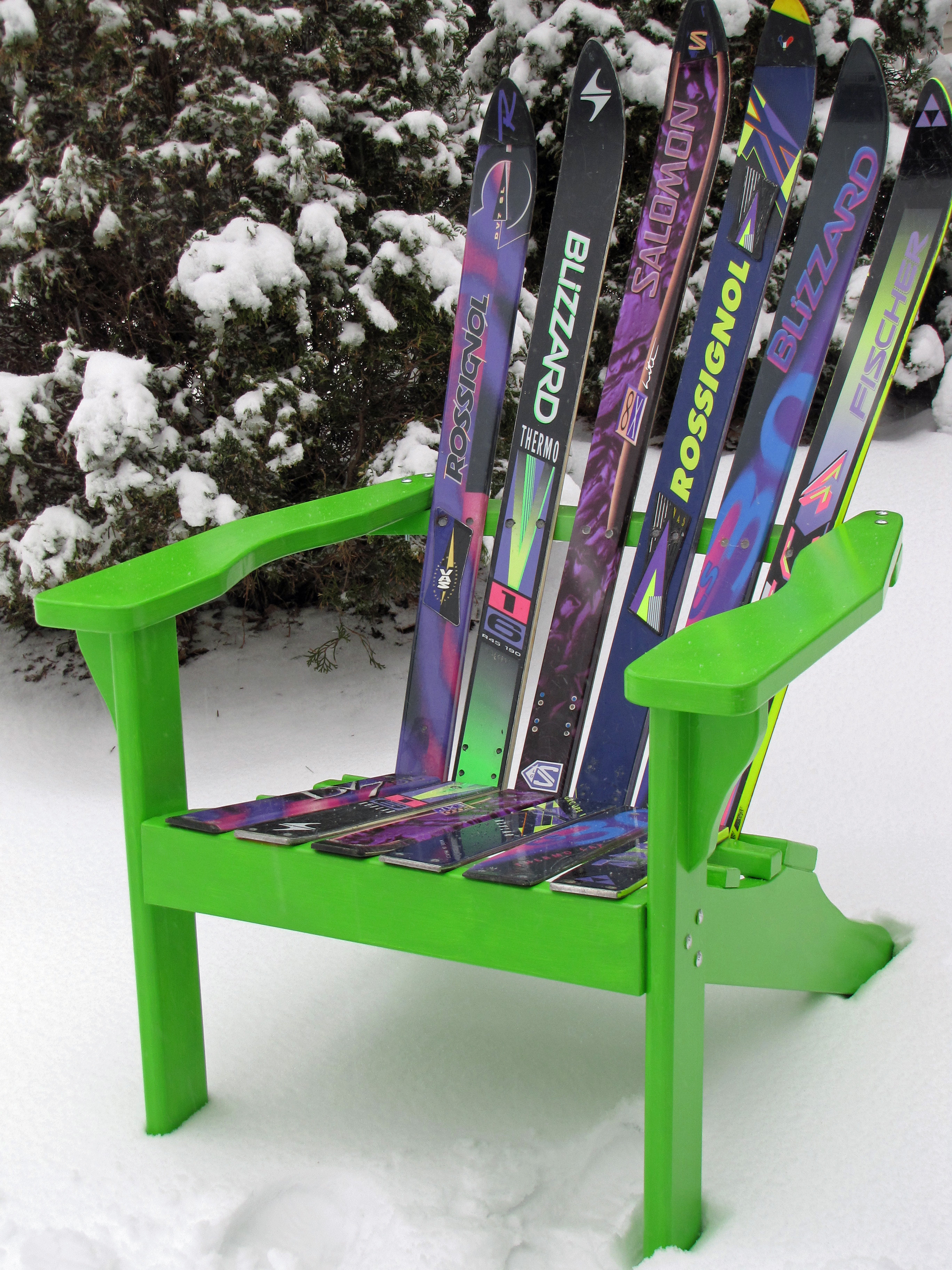 08negifts - Beth Fitzgerald makes Adirondack-style chairs and benches using discarded skis. (Handout)