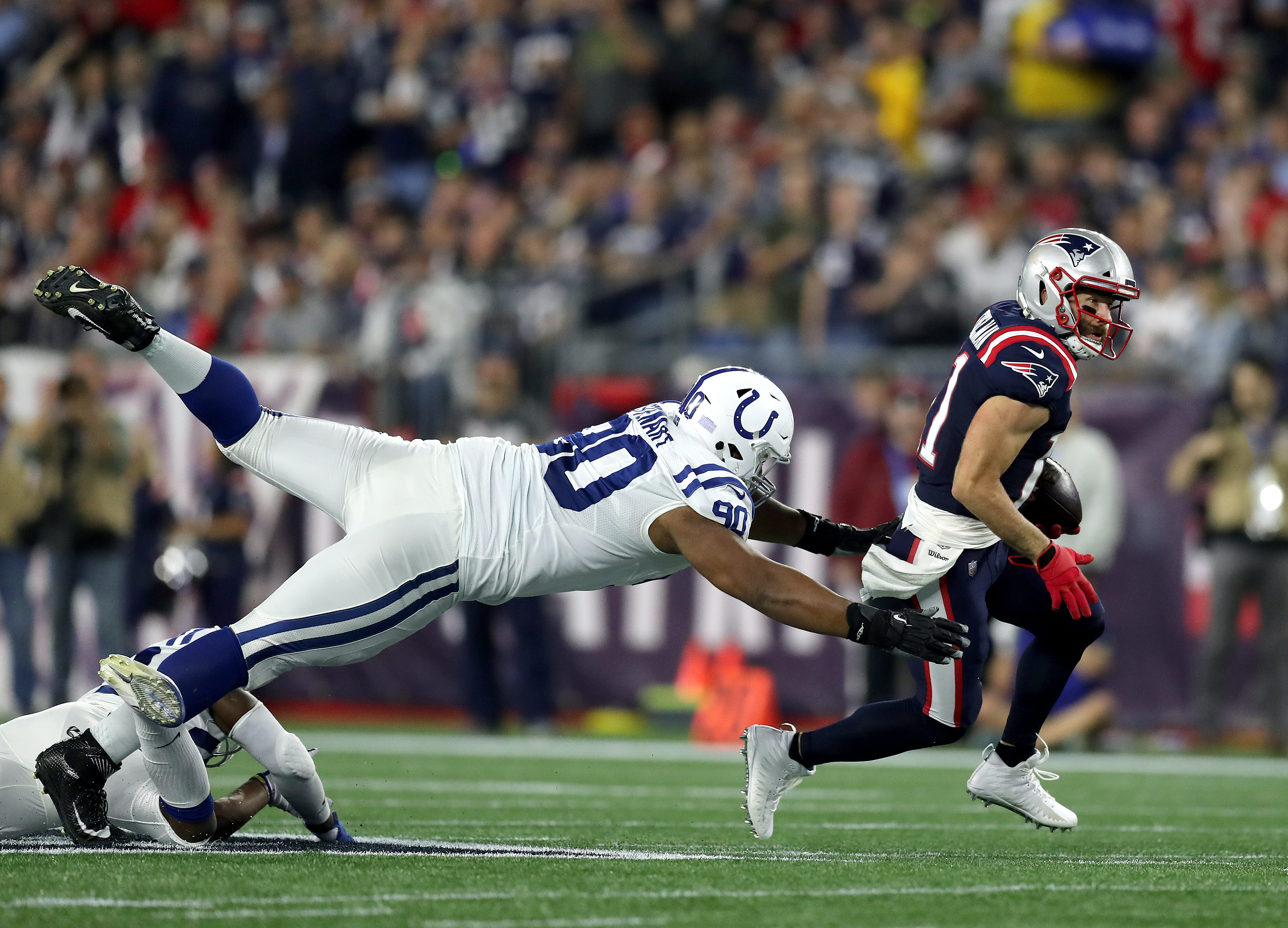 Julian Edelman finished with seven catches for 57 yards.