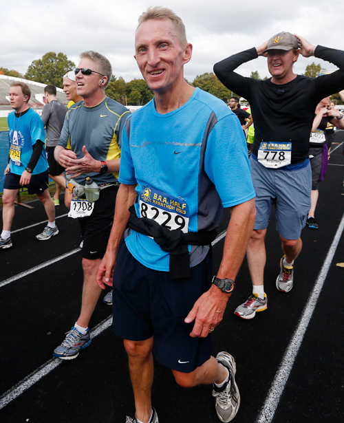 William Evans walked after a race in Boston on Oct. 13.
