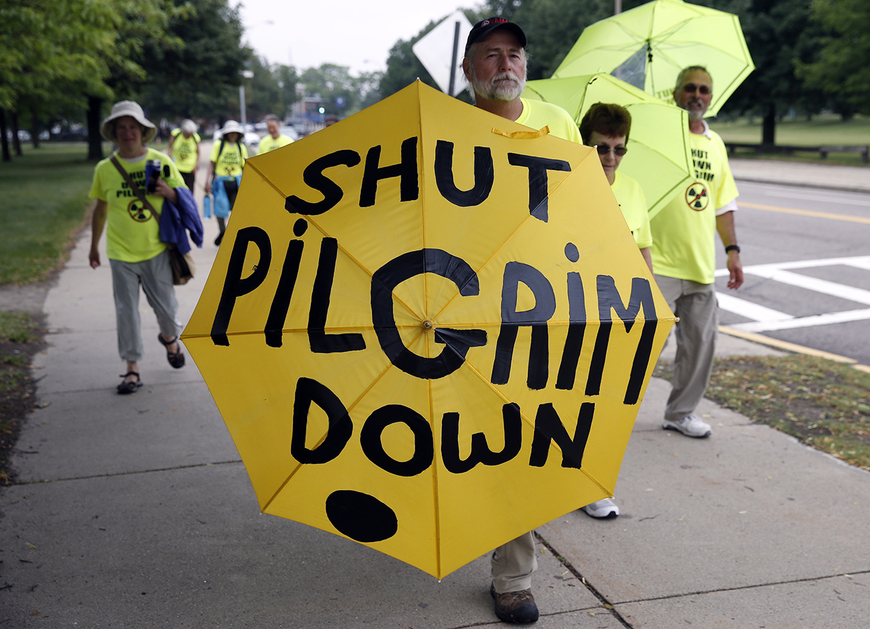 Activists march from Plymouth to the State House in June 2015.