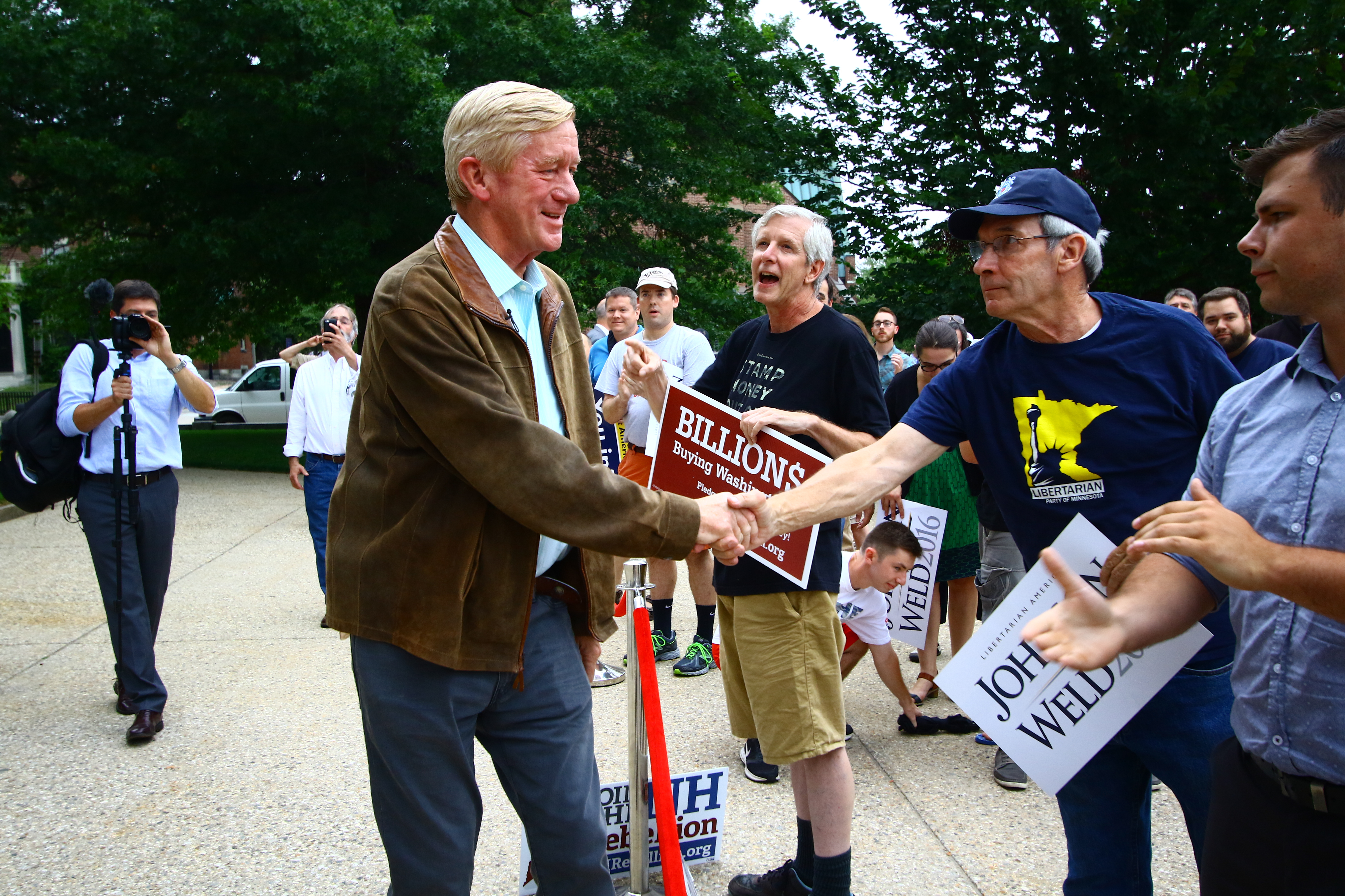 Weld greeted supporters in 2016 in Concord, N.H., during a rally for the Libertarian presidential ticket.