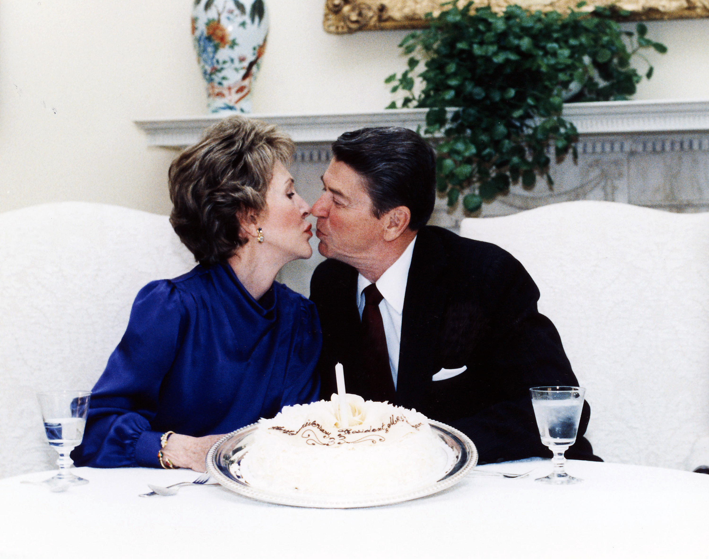 The first lady and the president marked their wedding anniversary at the White House in March 1985.