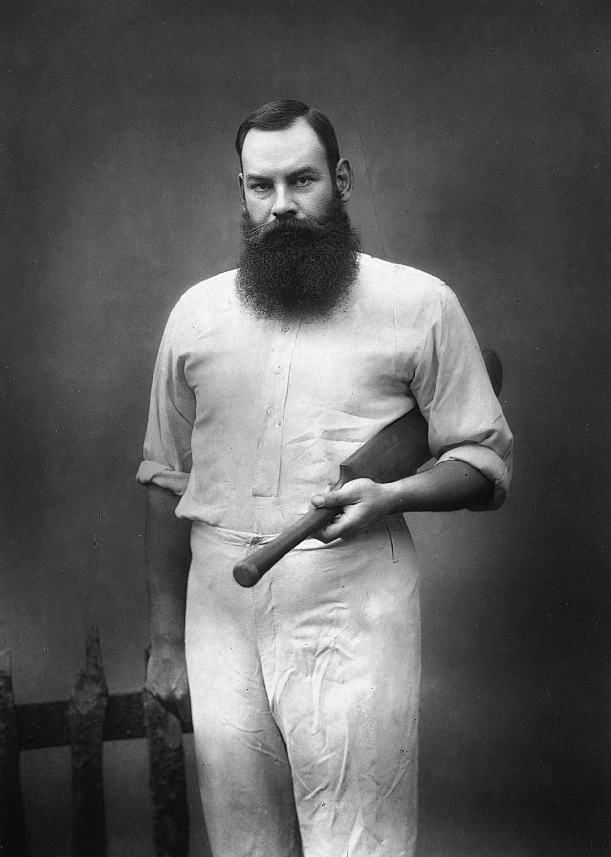 W.G. Grace, the best cricket player of the Victorian age, in the late 1880s.