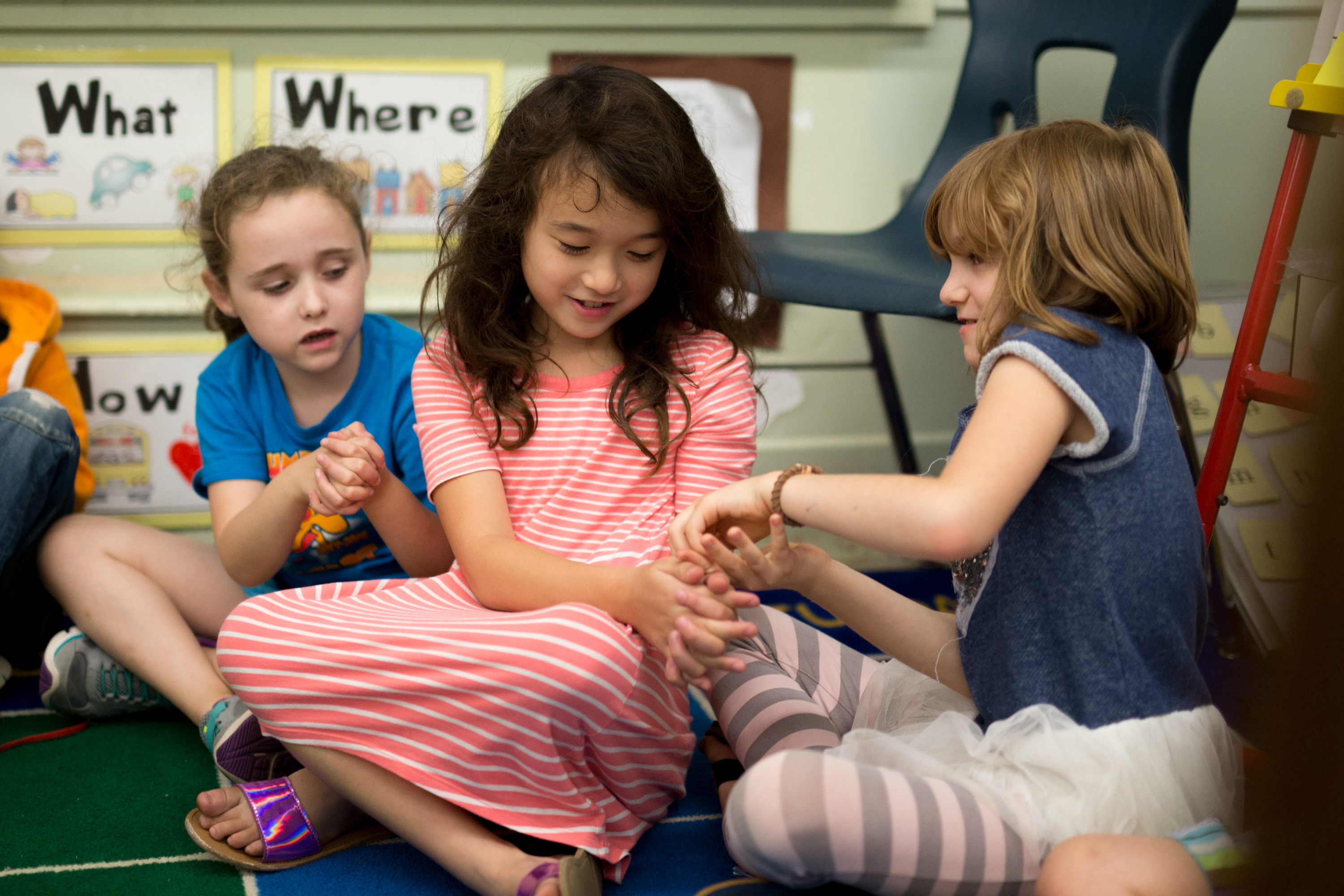 Students at Franklin Elementary School in Newton play games that encourage emotional connection.