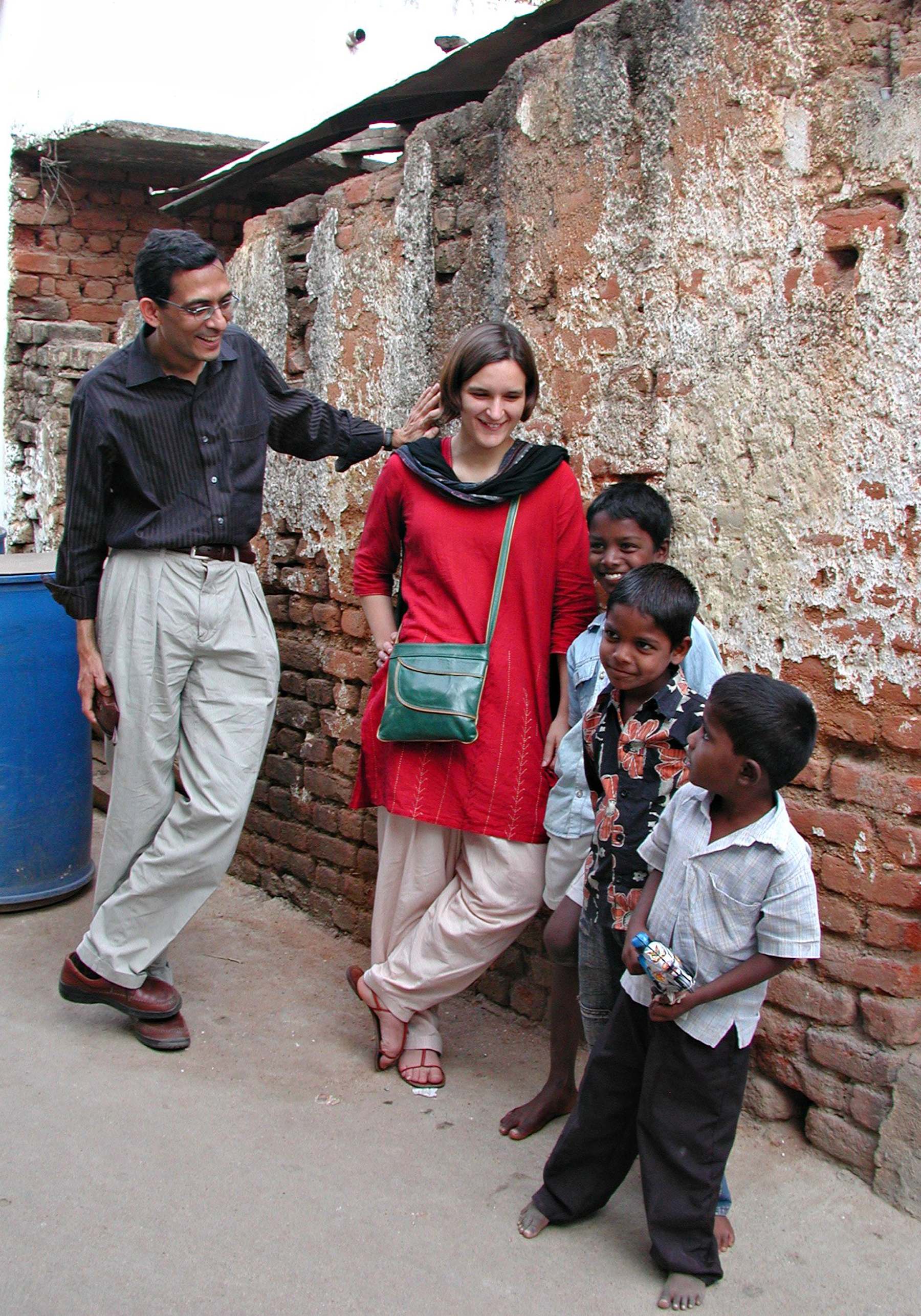 Study co-authors Abhijit Banerjee and Esther Duflo in India in 2007. Both are directors of the Abdul Latif Jameel Poverty Action Lab at MIT.