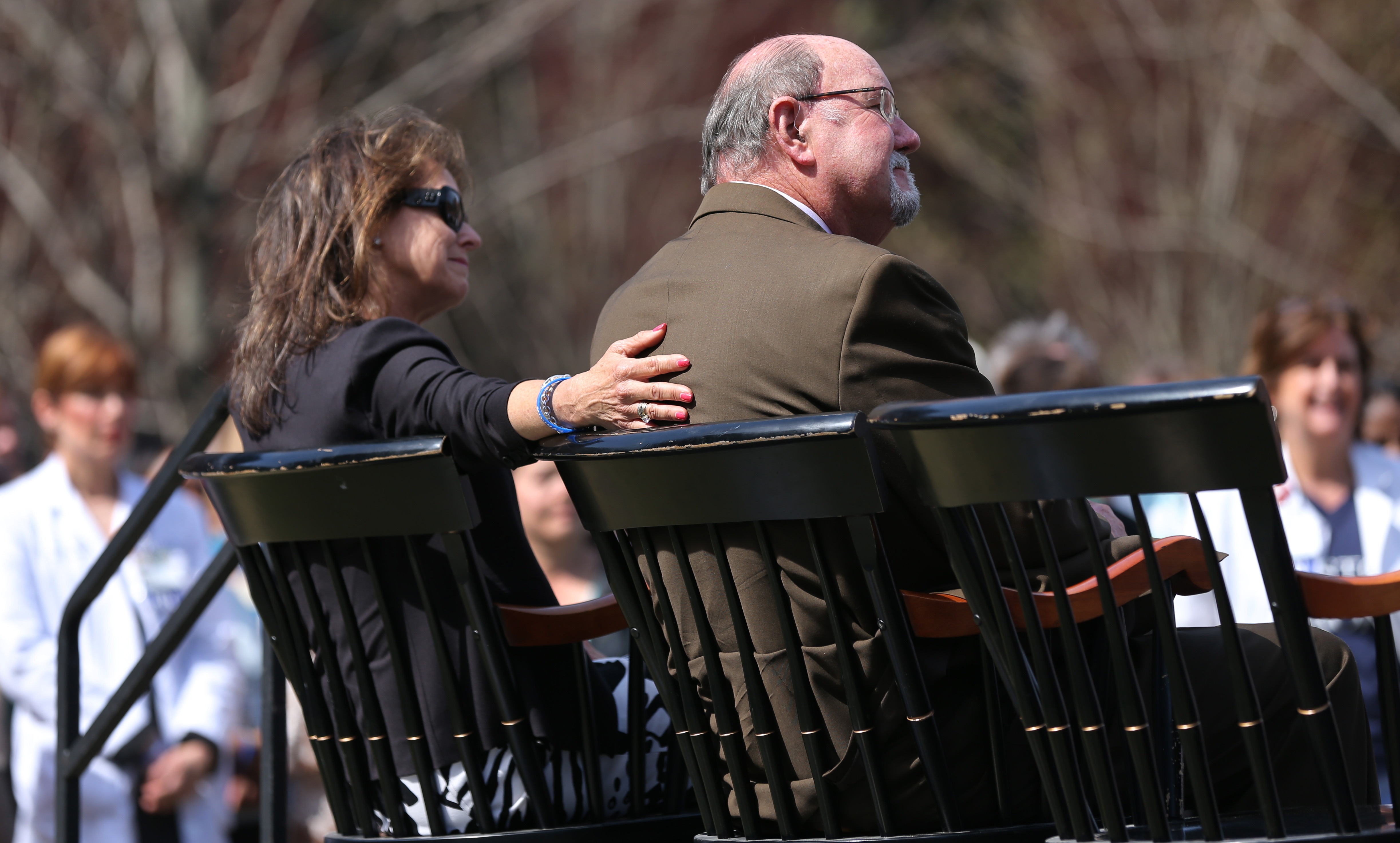John Odom and his wife, Karen, came to Boston to thank Boston Medical’s doctors and nurses who saved his life and to stand at the Marathon finish line.