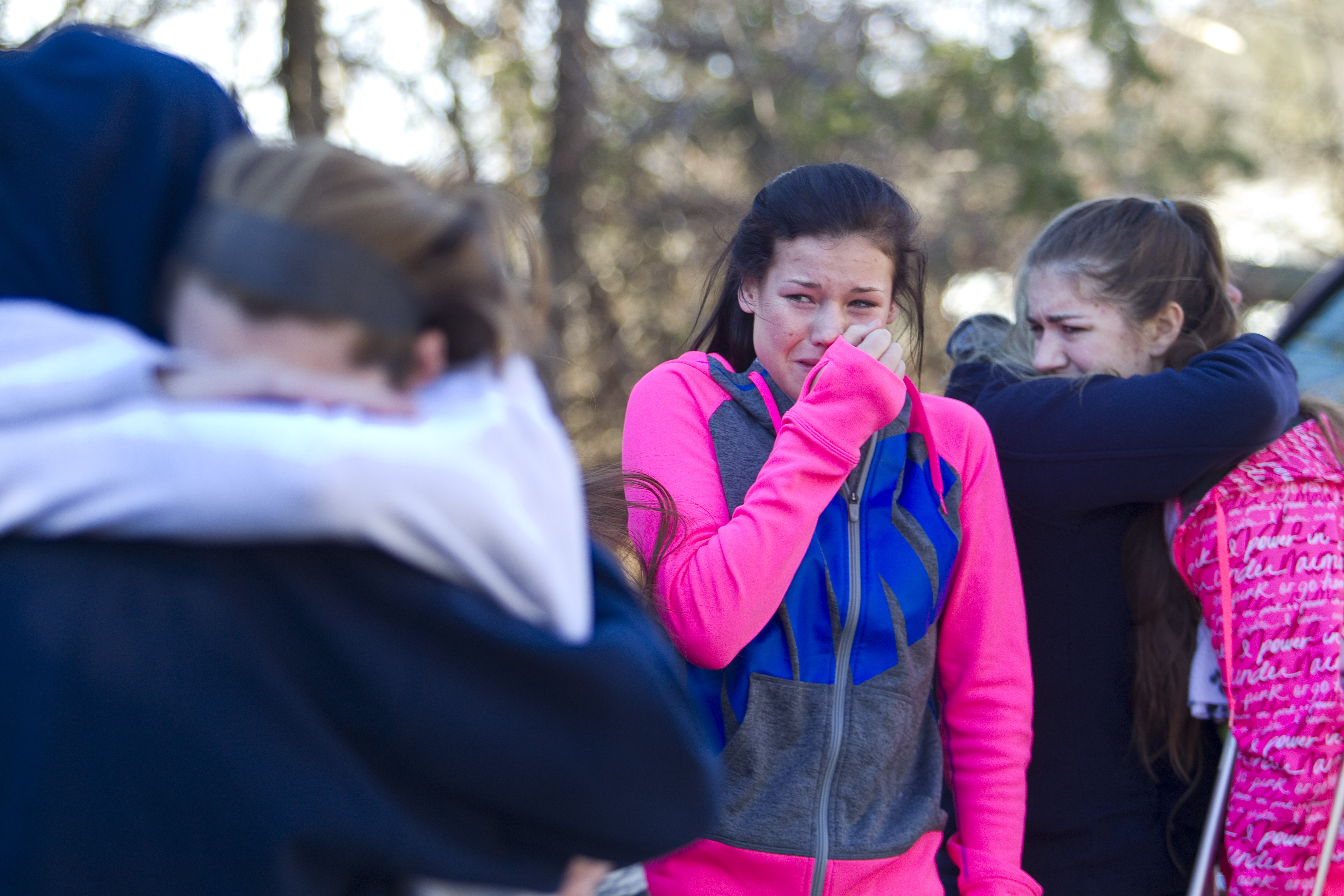 In Rockland on Thursday, Lauren Farrell (center) and other friends mourned Patrick Sullivan, 17, a high school senior, who died in a multicar crash.
