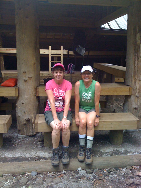 Gerry Largay (in green) with hiking partner Jane Lee.