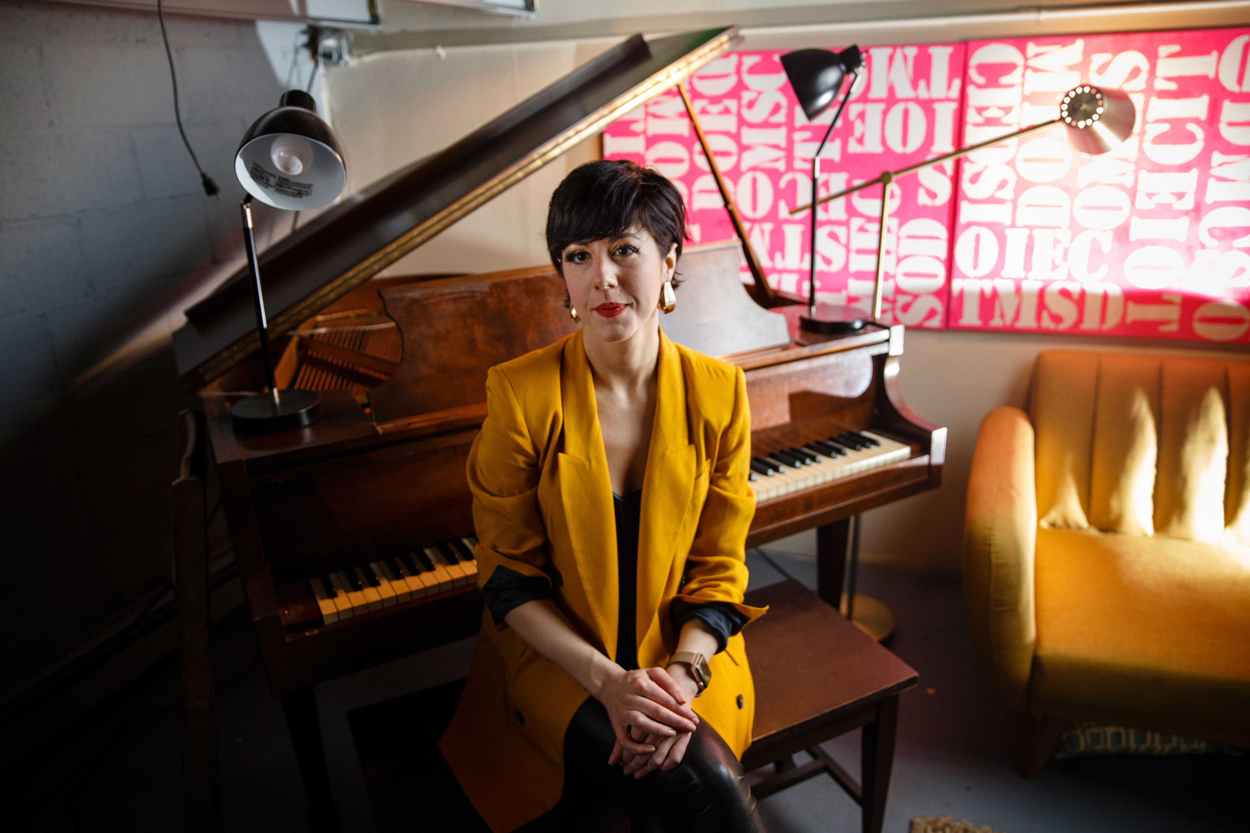 Musician Ruby Rose Fox sat in her rehearsal space at EMF in Cambridge recently.