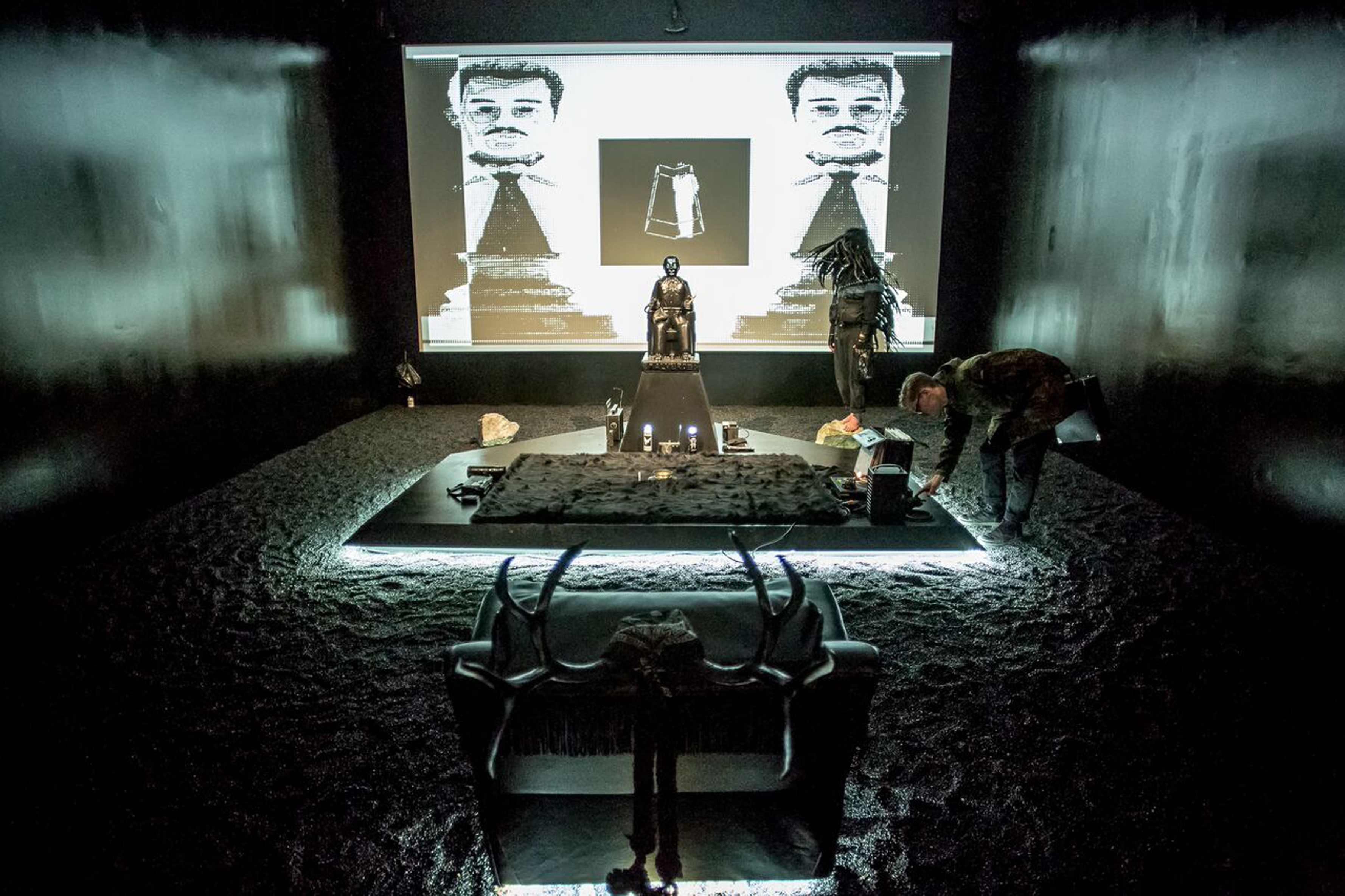 The performance “I. Obscurus Conventus,” from Vela Phelan’s “Obscurus Fidem” installation at the ICA.