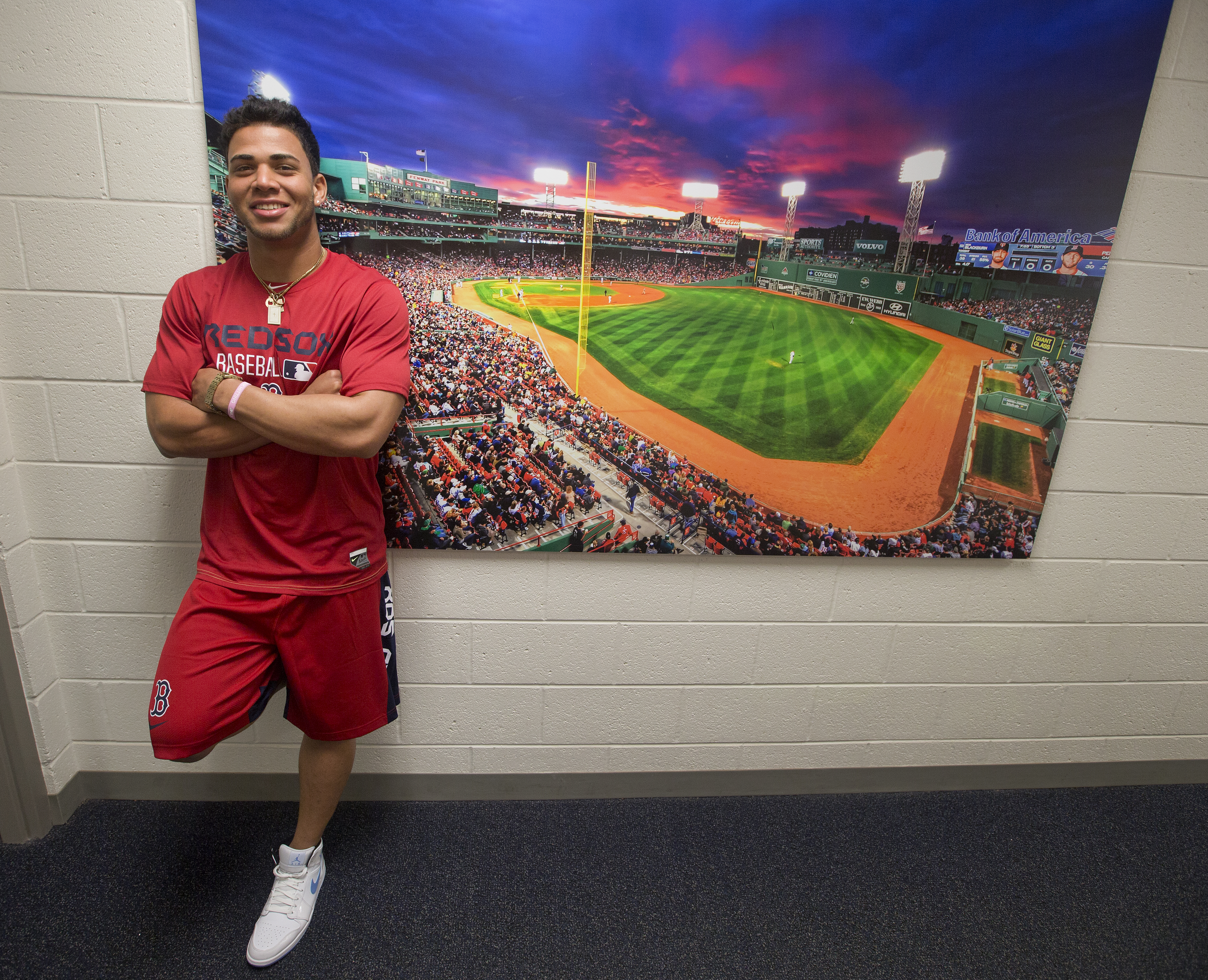 Yoan Moncada was at the Red Sox’ spring training facility on Wednesday.