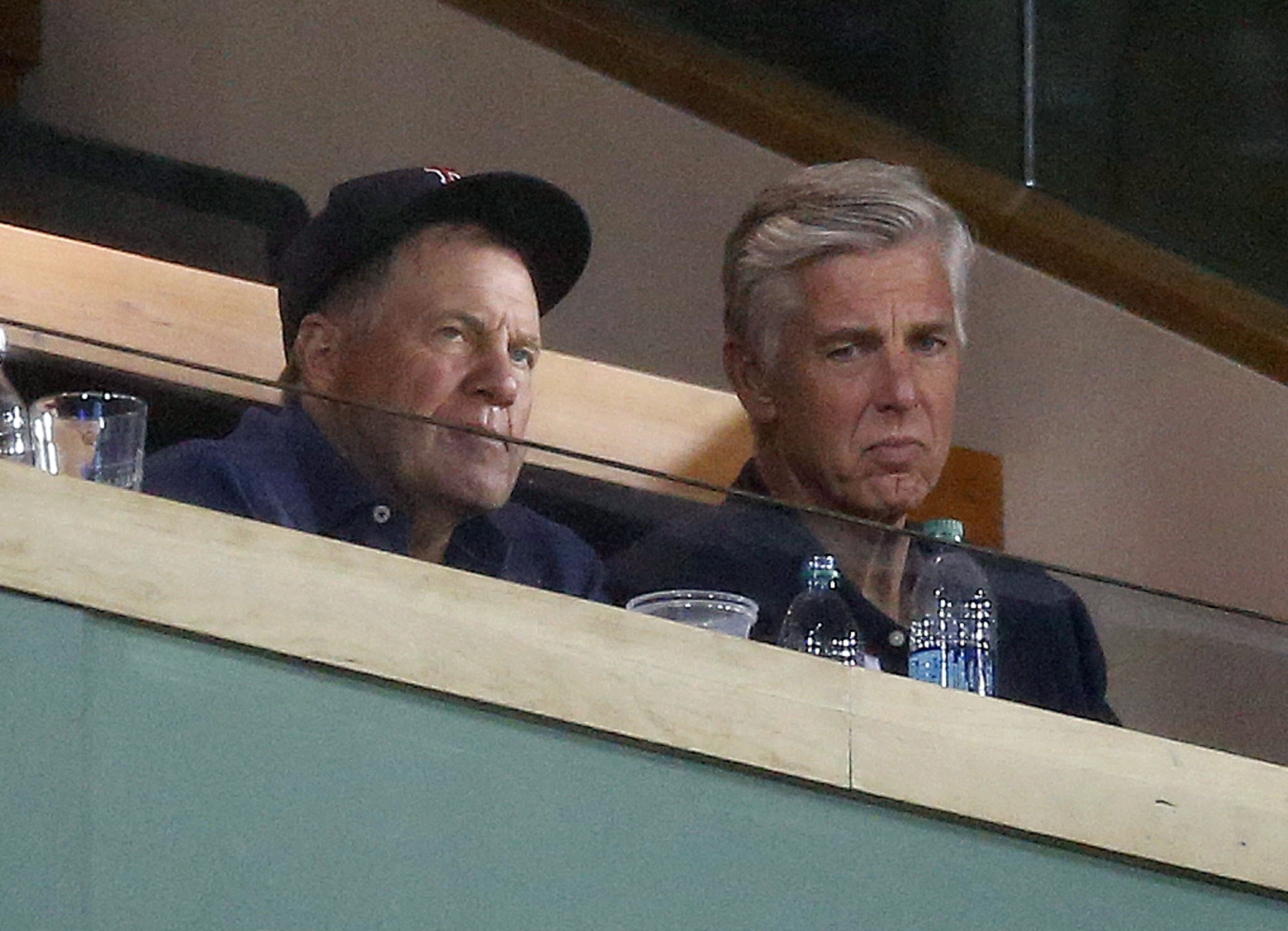 Patriots coach Bill Belichick was at the game with his girlfriend, Linda Holliday, watching from Dave Dombrowski’s box at Fenway Park.