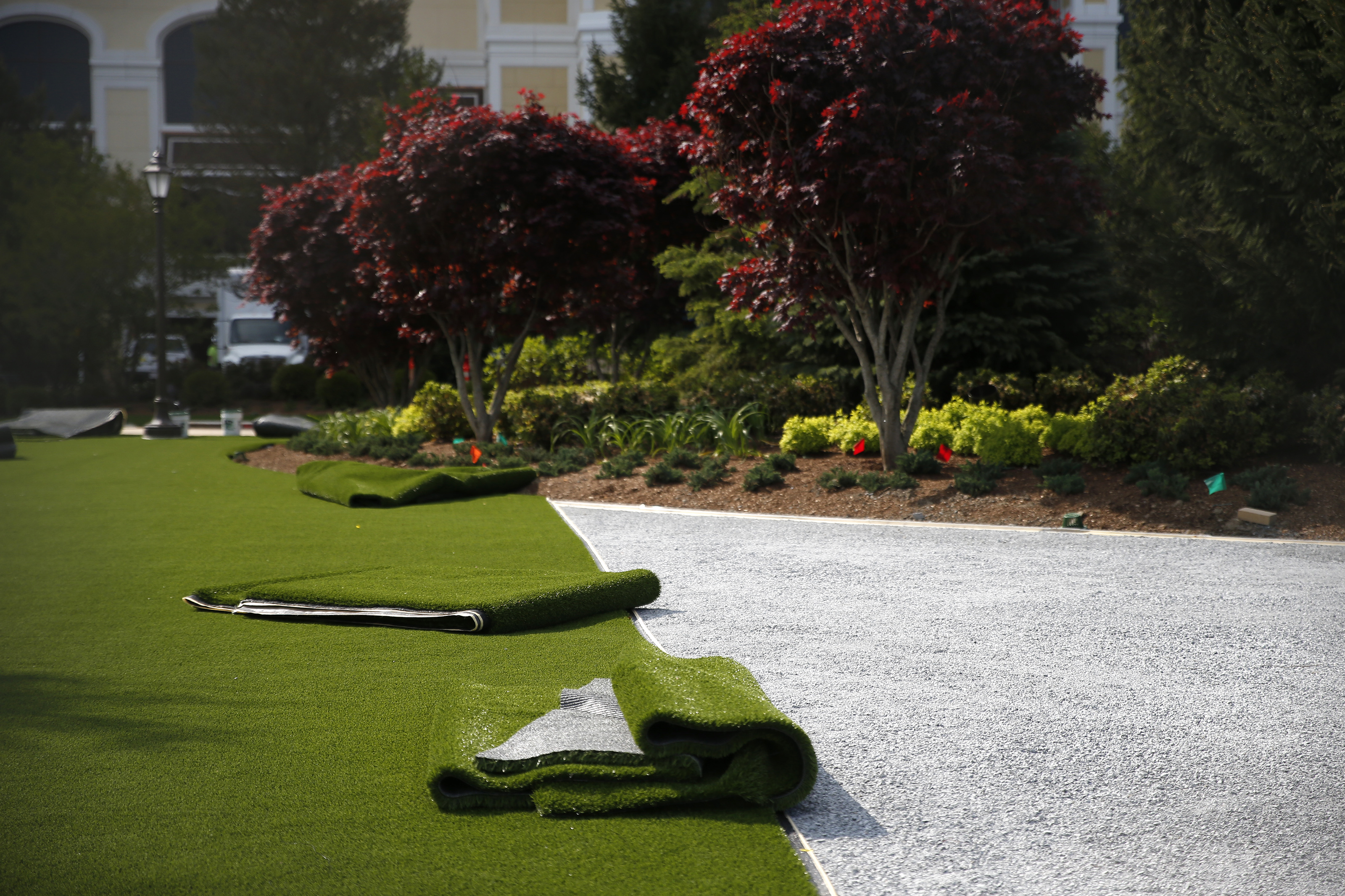 The high-end greenery at Encore creates what president Robert DeSalvio described as a bucolic, golf-course-like entryway from Route 99 onto the property.