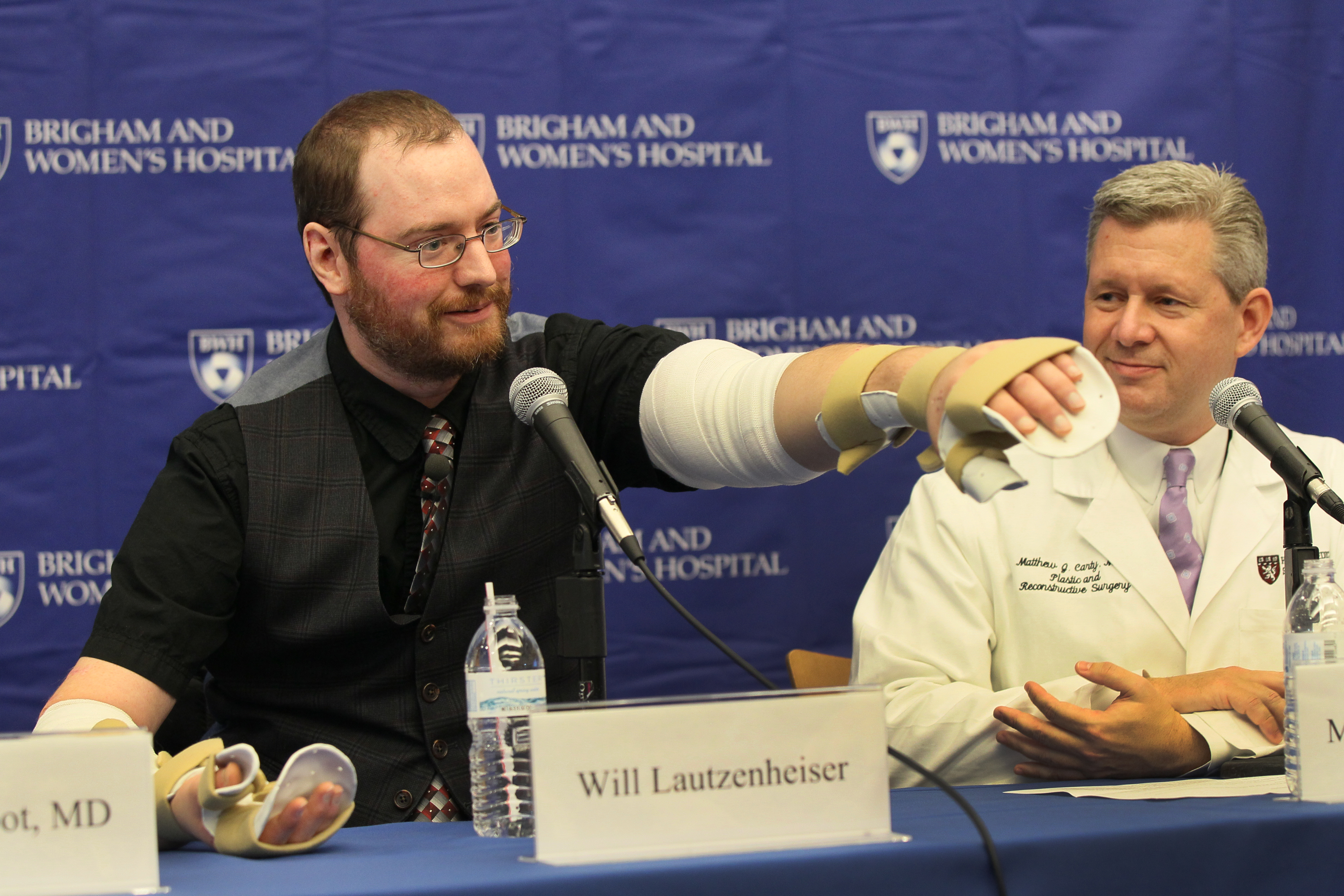 Will Lautzenheiser showed off some of his arm mobility during press conference.