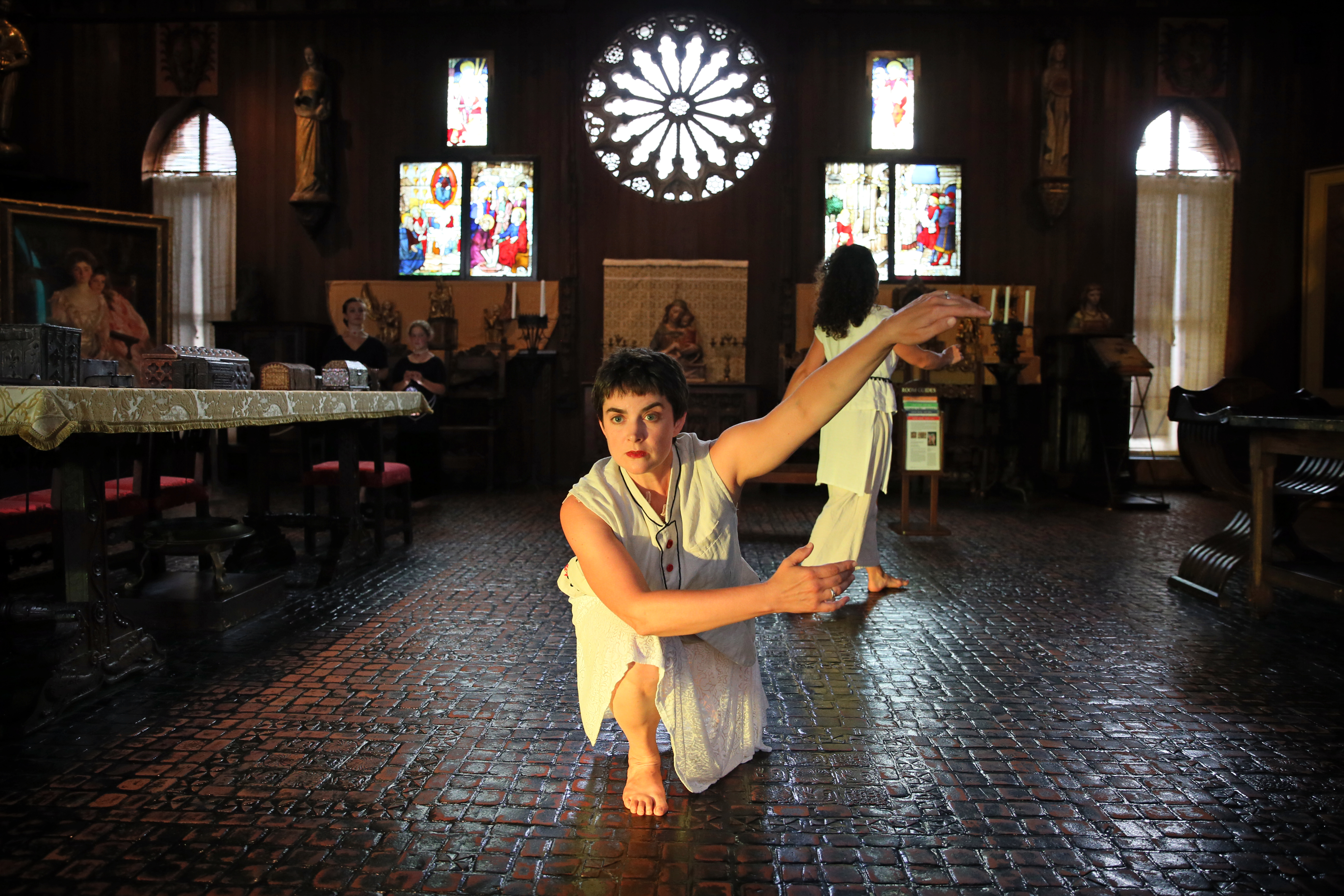 Irene Lutts rehearses in the Gothic Room at the Isabella Stewart Gardner Museum.