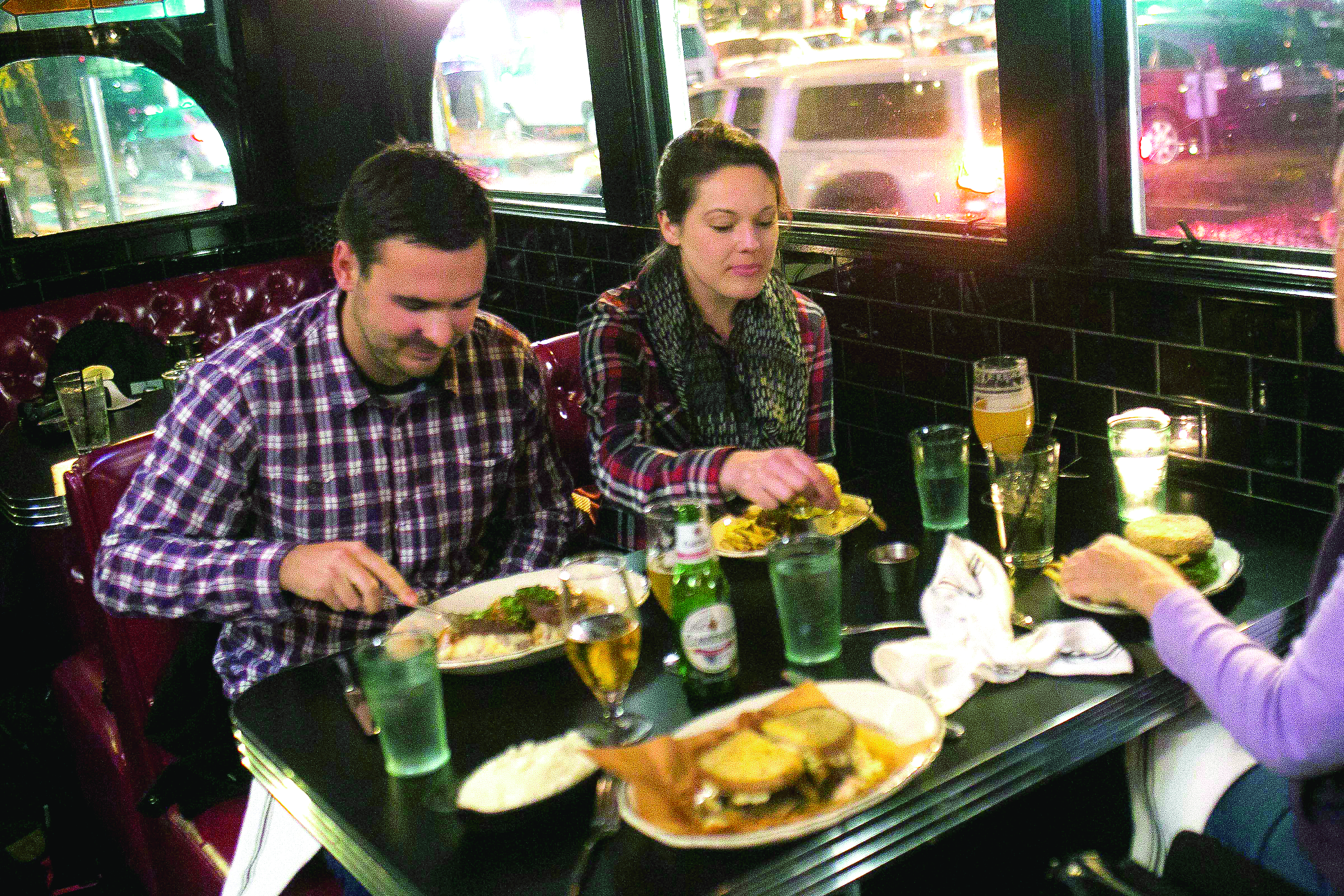 Jesse Berkowitz and Molly Wlodarczyk, both of San Francisco, enjoying a meal at the Rosebud.