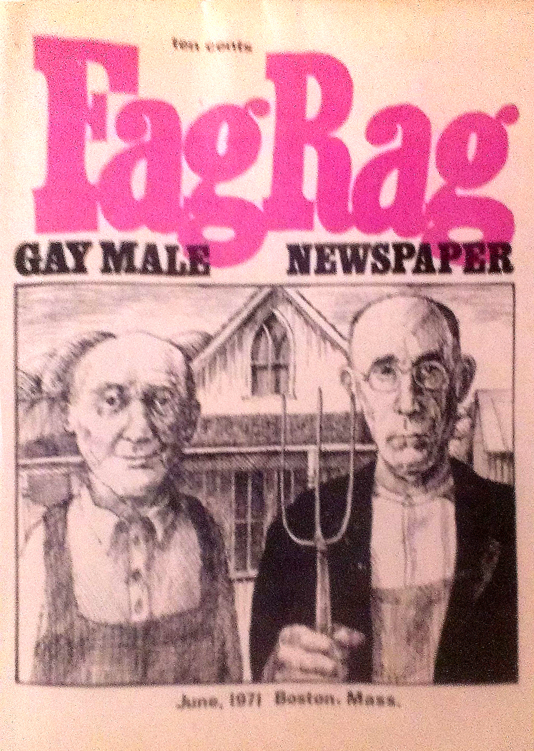 The June 1971 cover of Fag Rag magazine.