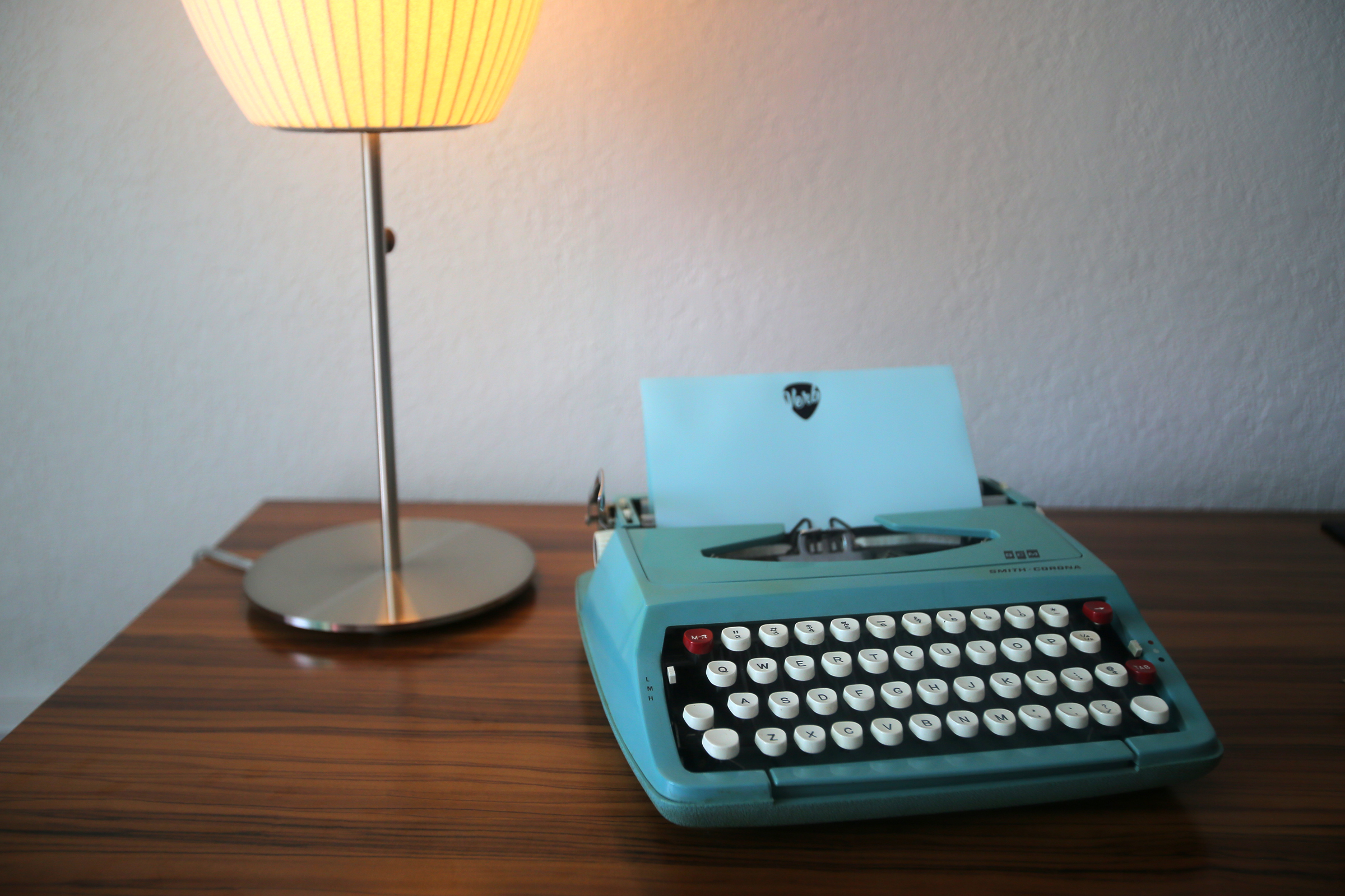 Manual typewriters wait on the desk of every room at the Verb hotel.