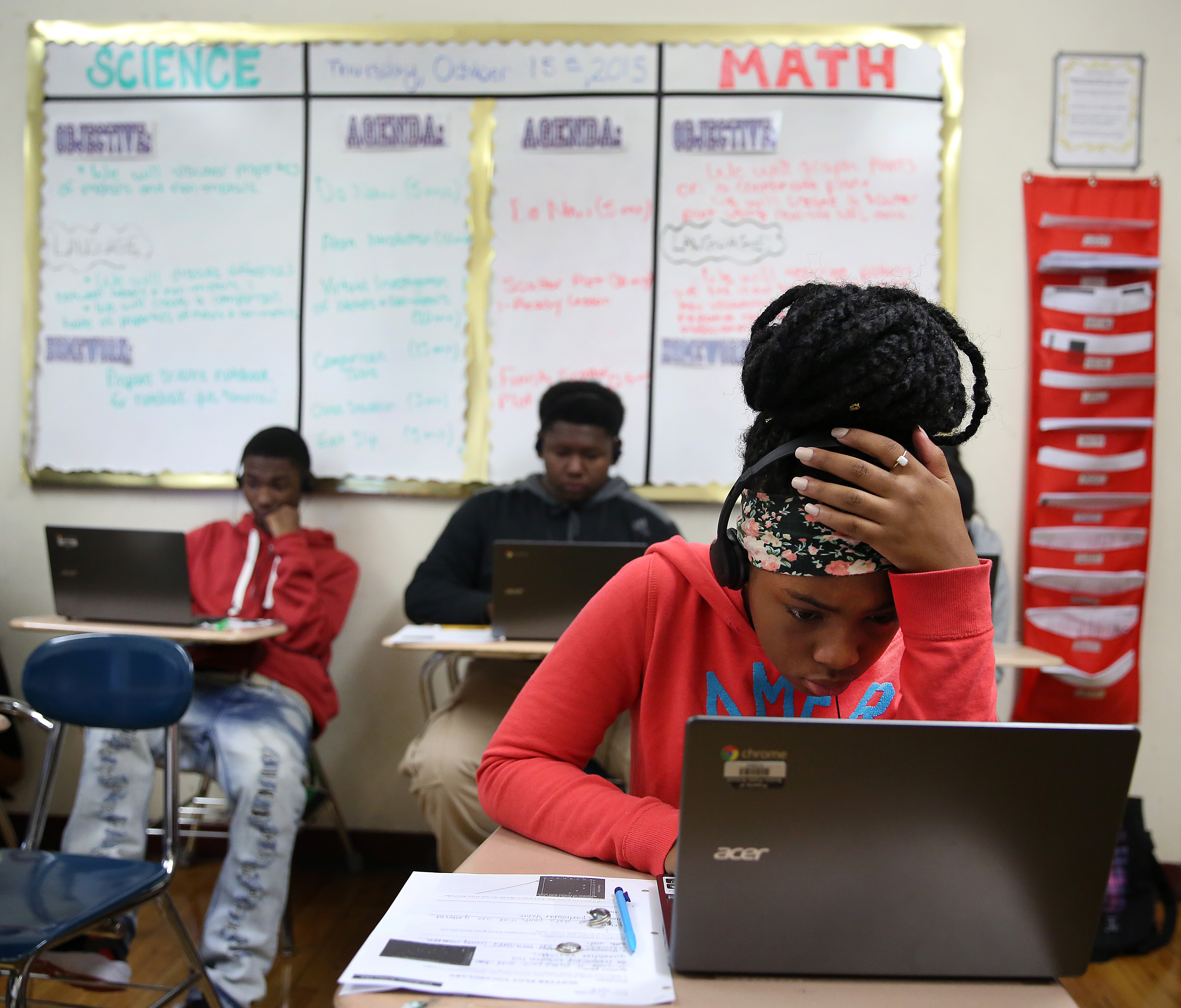 Middle schoolers at TechBoston Academy in Dorchester will get customized schedules and curriculum to “meet their individual math needs.”