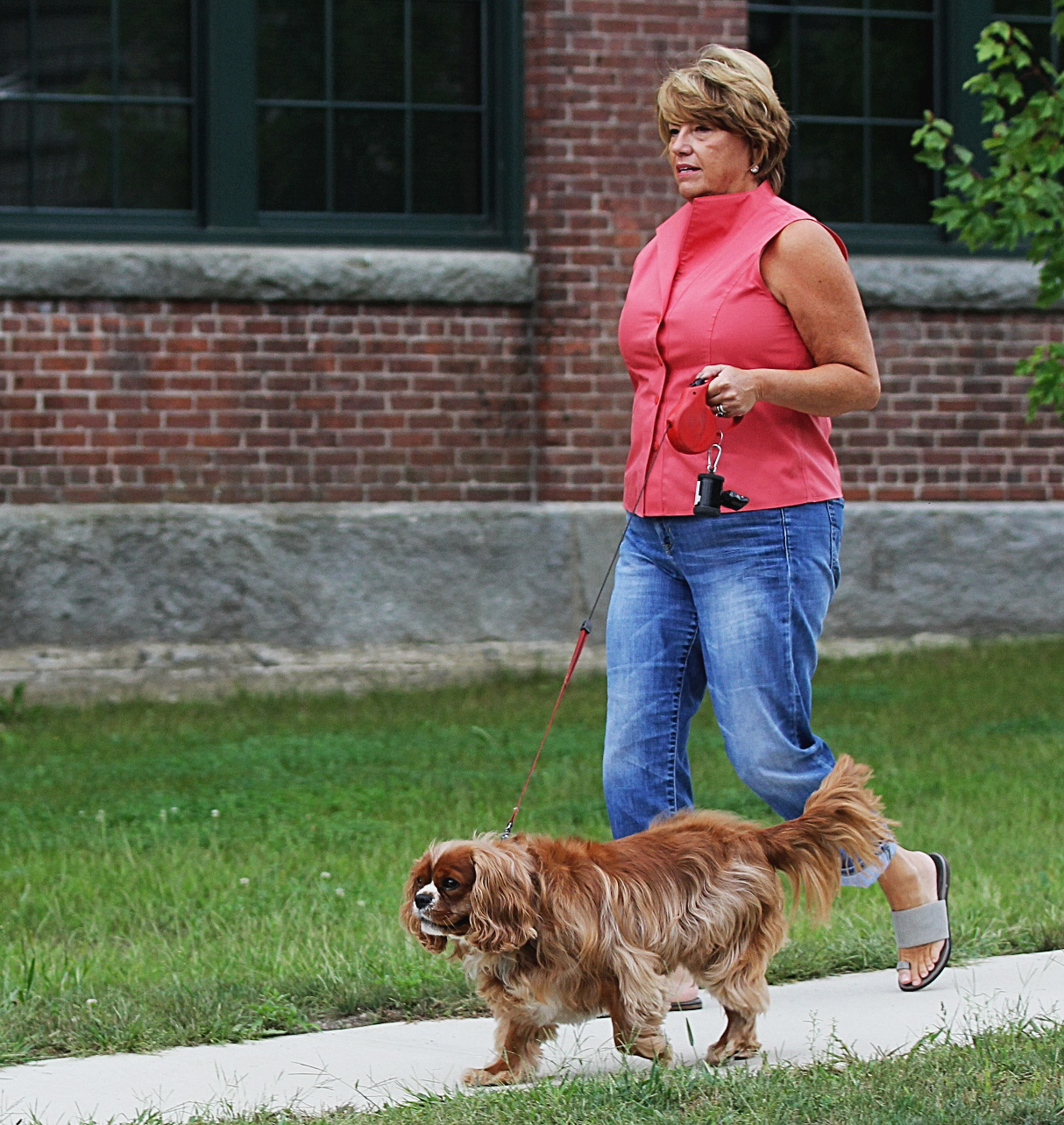 Christine Smolin and Chuck at Abbot Mill, where there are three dog stations.