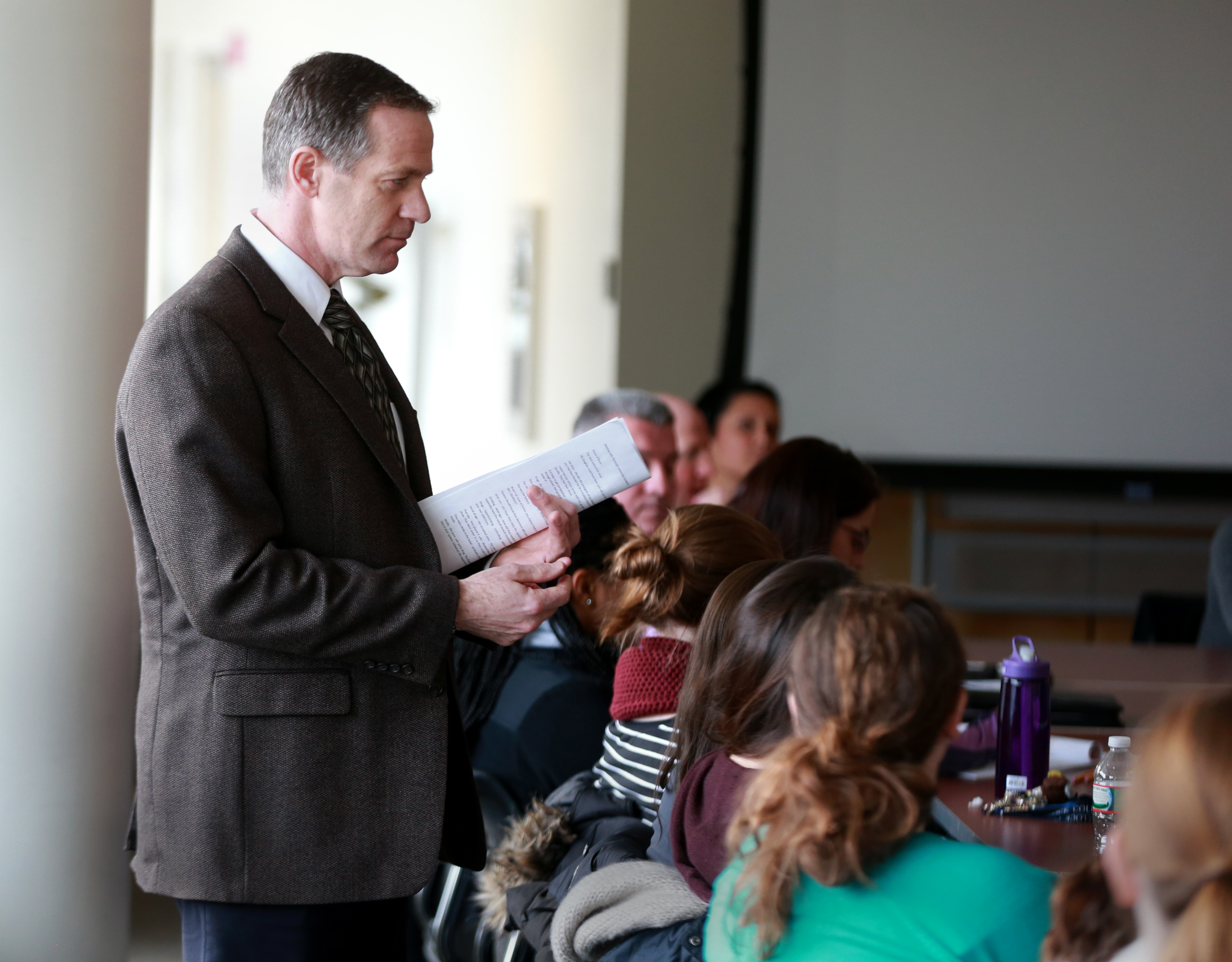 Steve Flannigan spoke at Wheelock College.