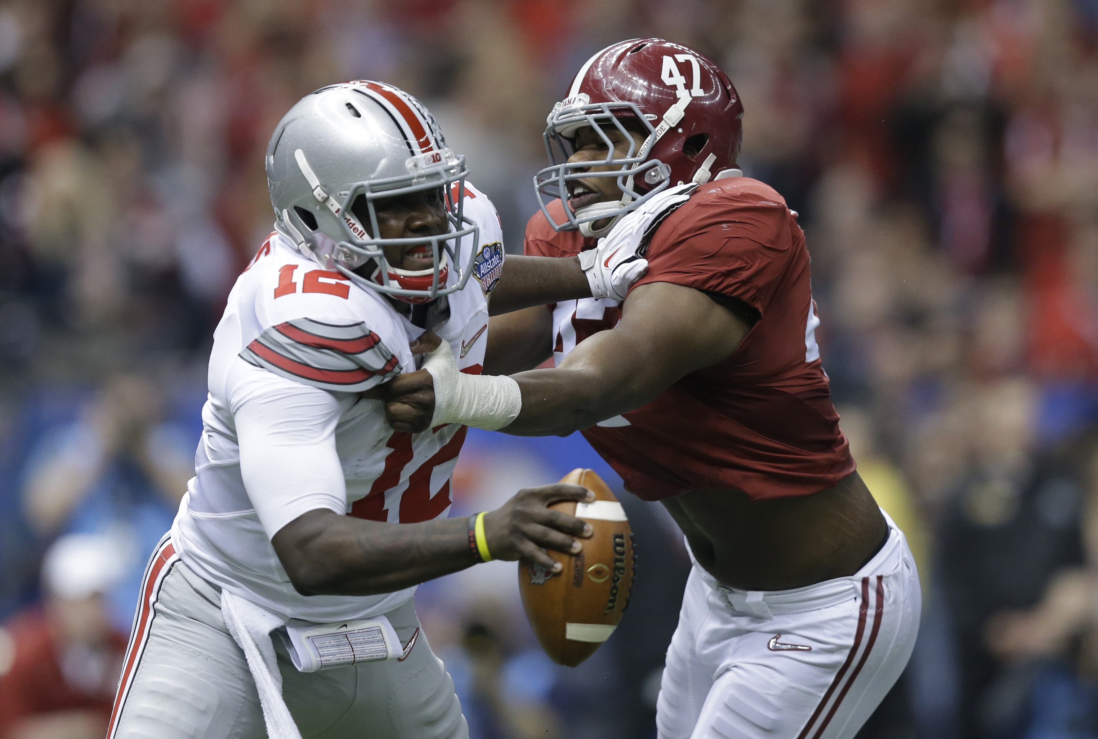 Xzavier Dickson (47) led Alabama in sacks last season with nine.