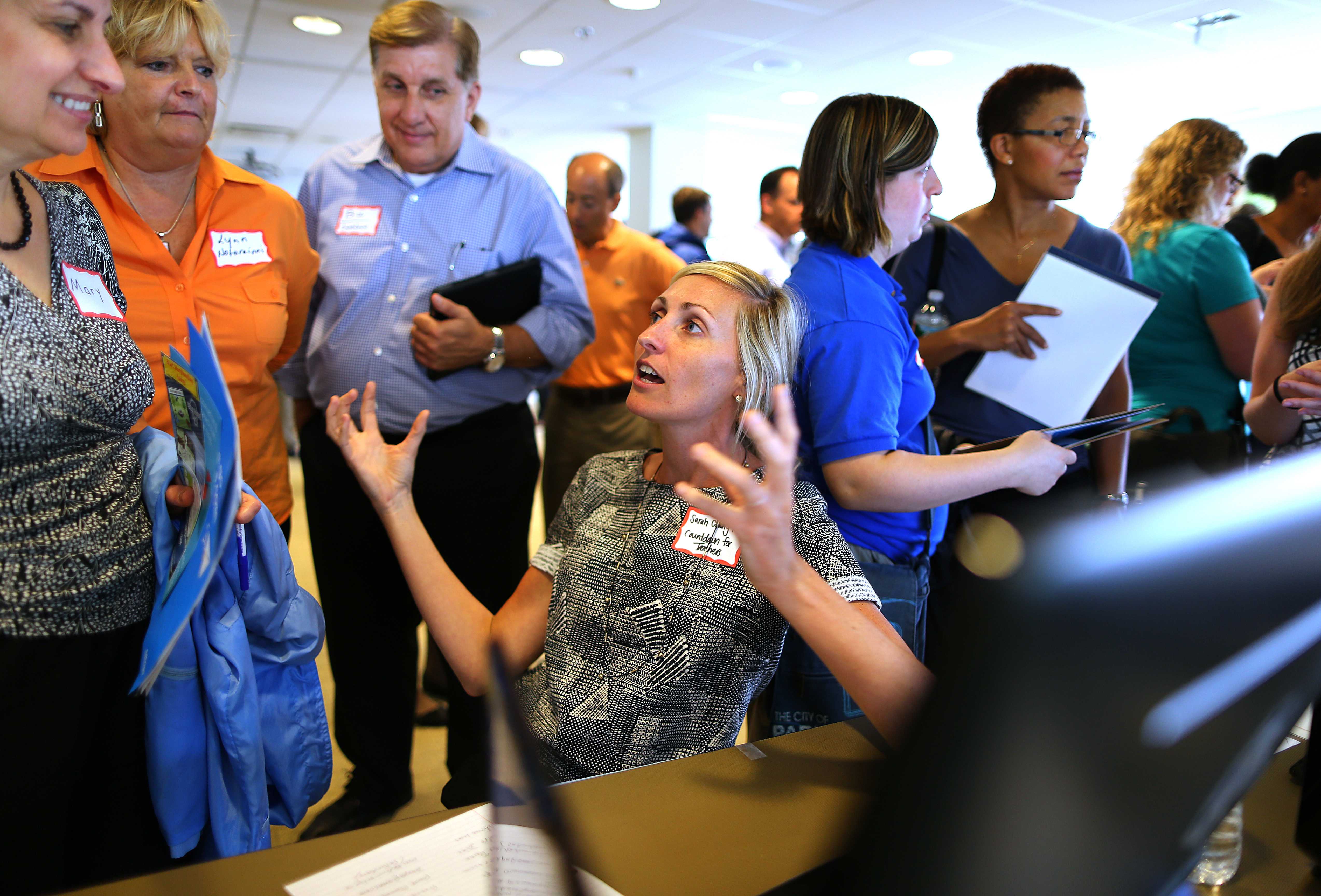 An entrepreneur presents to teachers at a 2013 LearnLaunch event.
