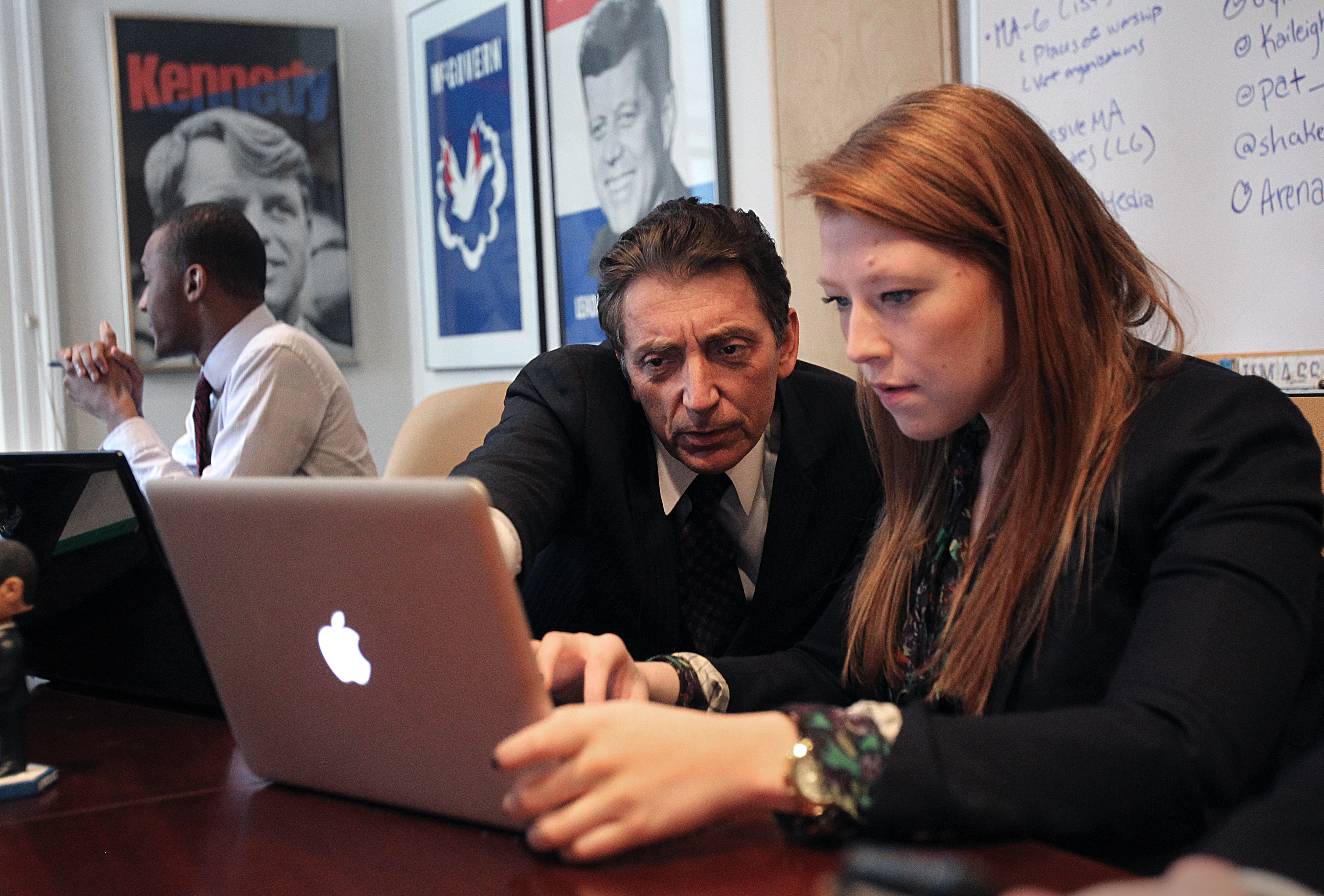 James Arena-DeRosa, who is running for lieutenant governor, worked with Caitlin Barrett of Blue Lab.