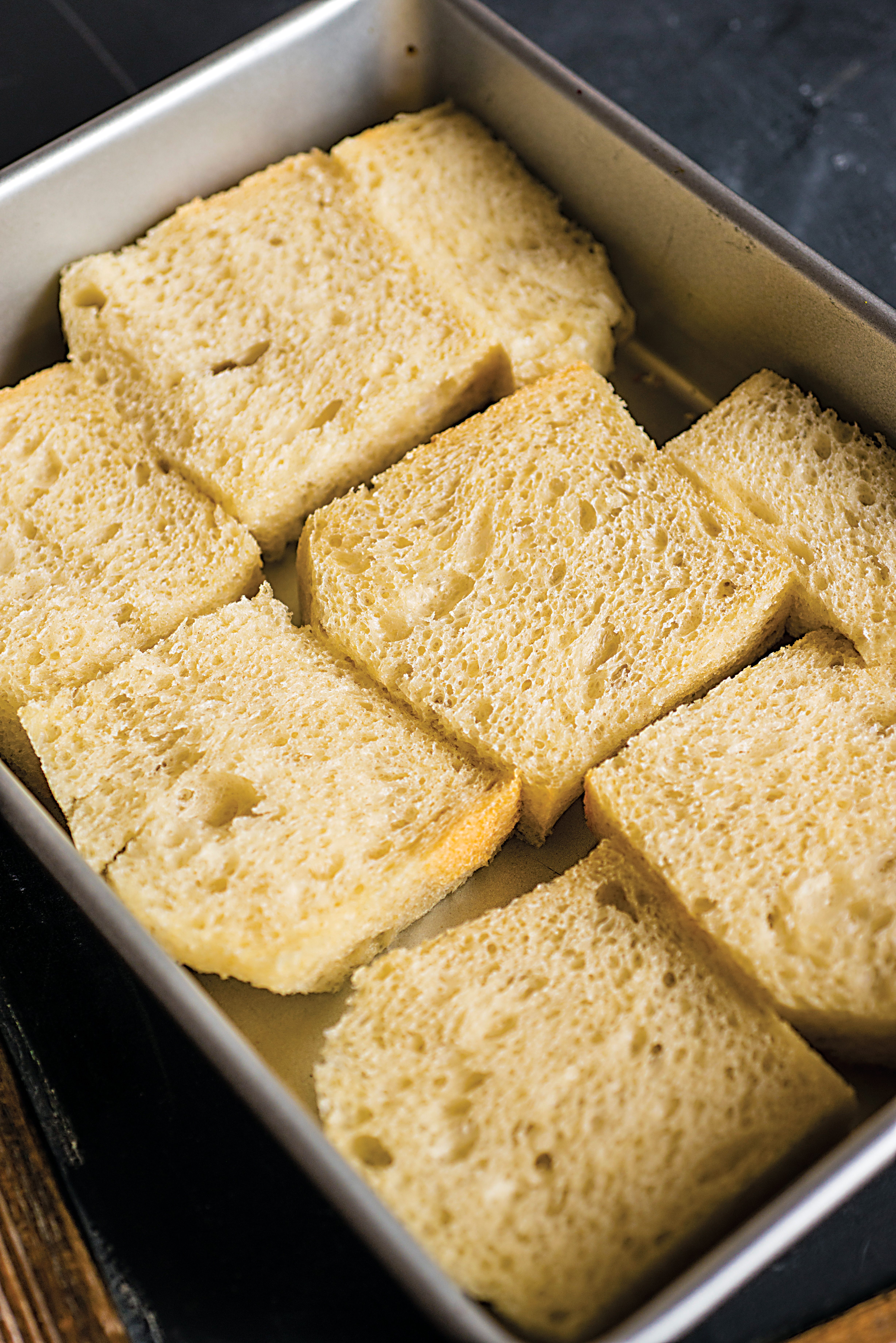 TIP: When making the Creme Brulee Baked French Toast, fit the bread into the pan first. The brown sugar topping turns sticky quickly, so trying to puzzle the bread into the pan at that point would be an exercise in frustration.