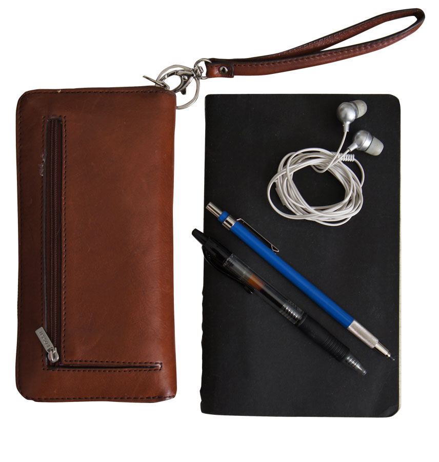 Lug as little as you can; wallet, notebook, earbuds.