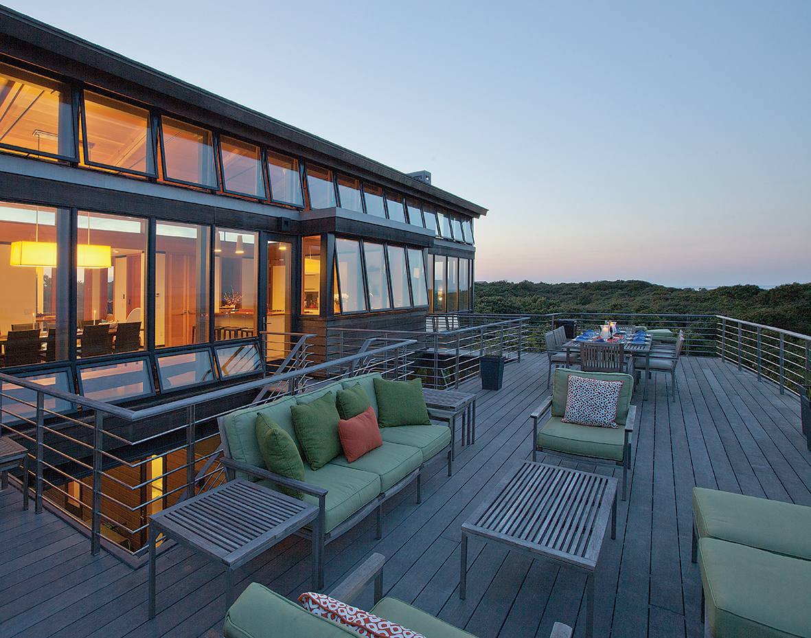 A vast deck offers a 270-degree view of the Atlantic.