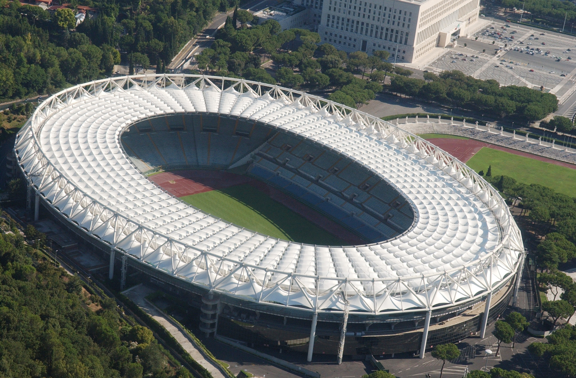 Rome’s Stadio Olimpico has room for the aquatics events and tennis tournaments.