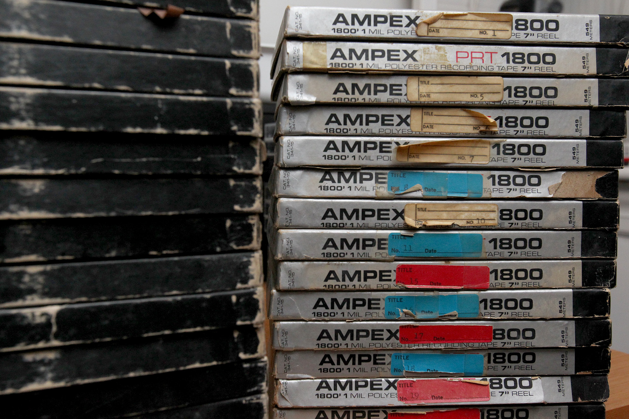 Stacks tapes of Geller broadcasts that Ken and Bob Philpot are working on restoring.